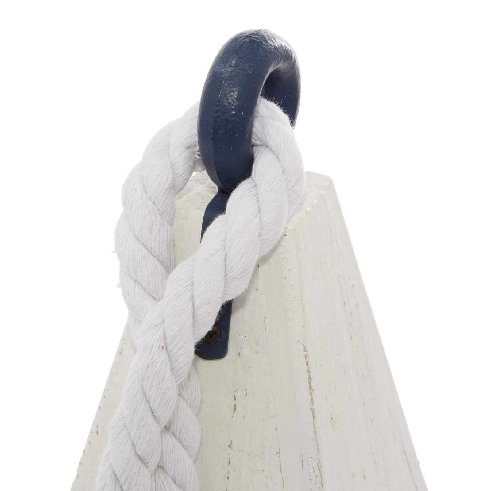 White & Navy Wood Farmhouse Nautical Sculpture Set