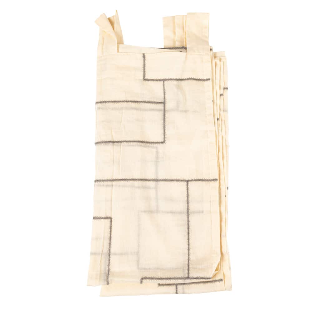 Hello Honey® 84" Ivory and Black Modern Cotton Curtain Panel with Geometric Embroidery