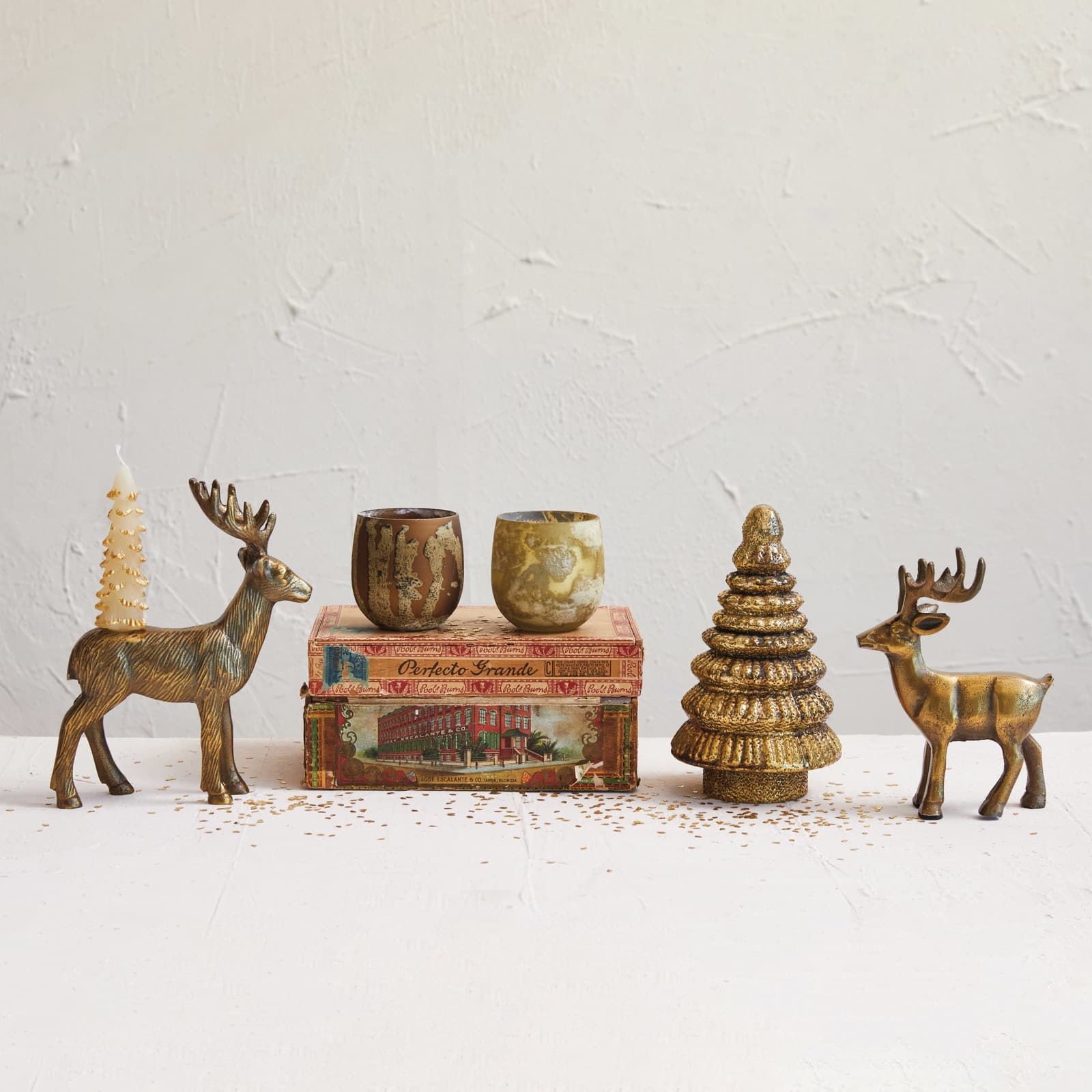 Hello Honey® 6.75" Antique Gold Finish Cast Aluminum Reindeer