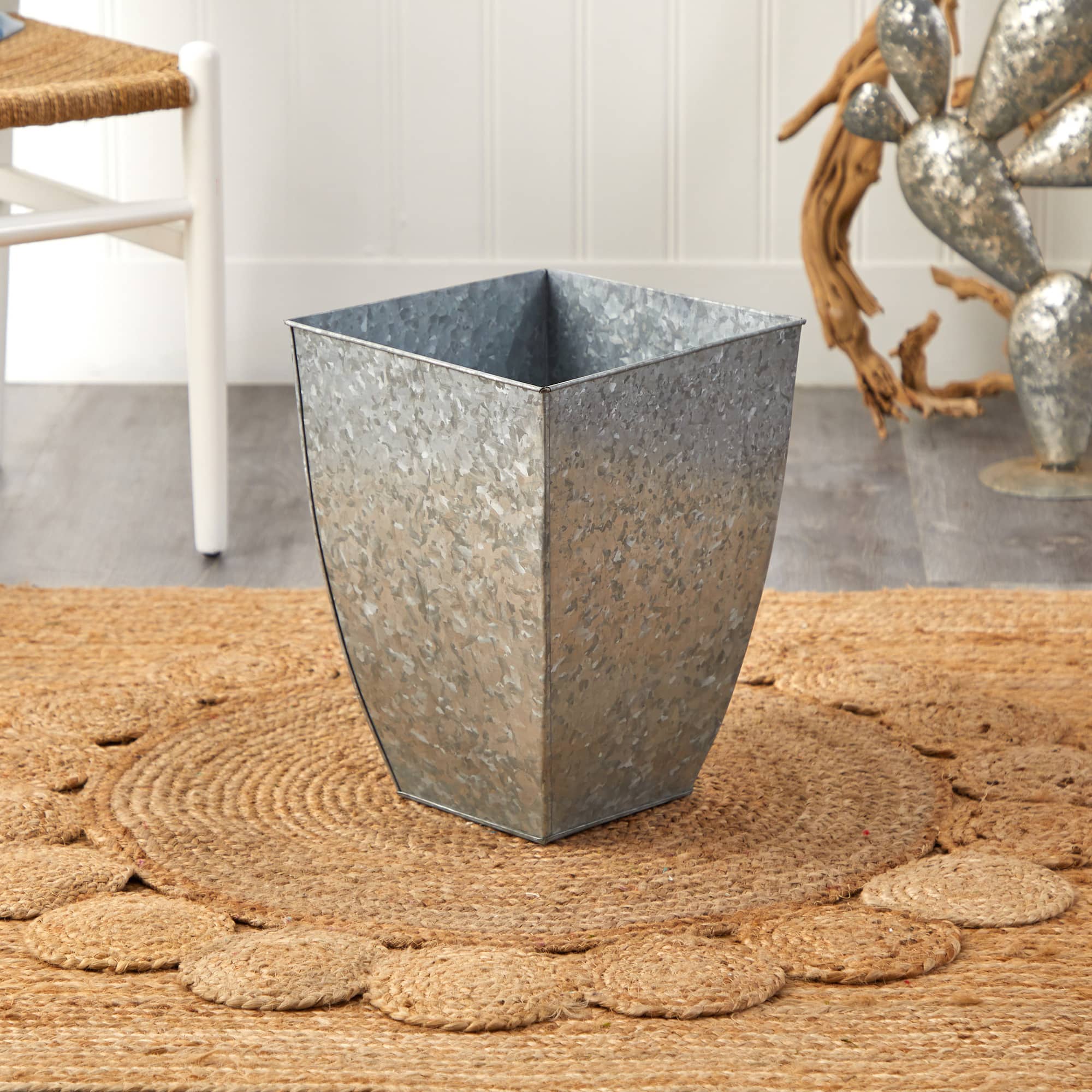 15" Silver Square Tin Planter