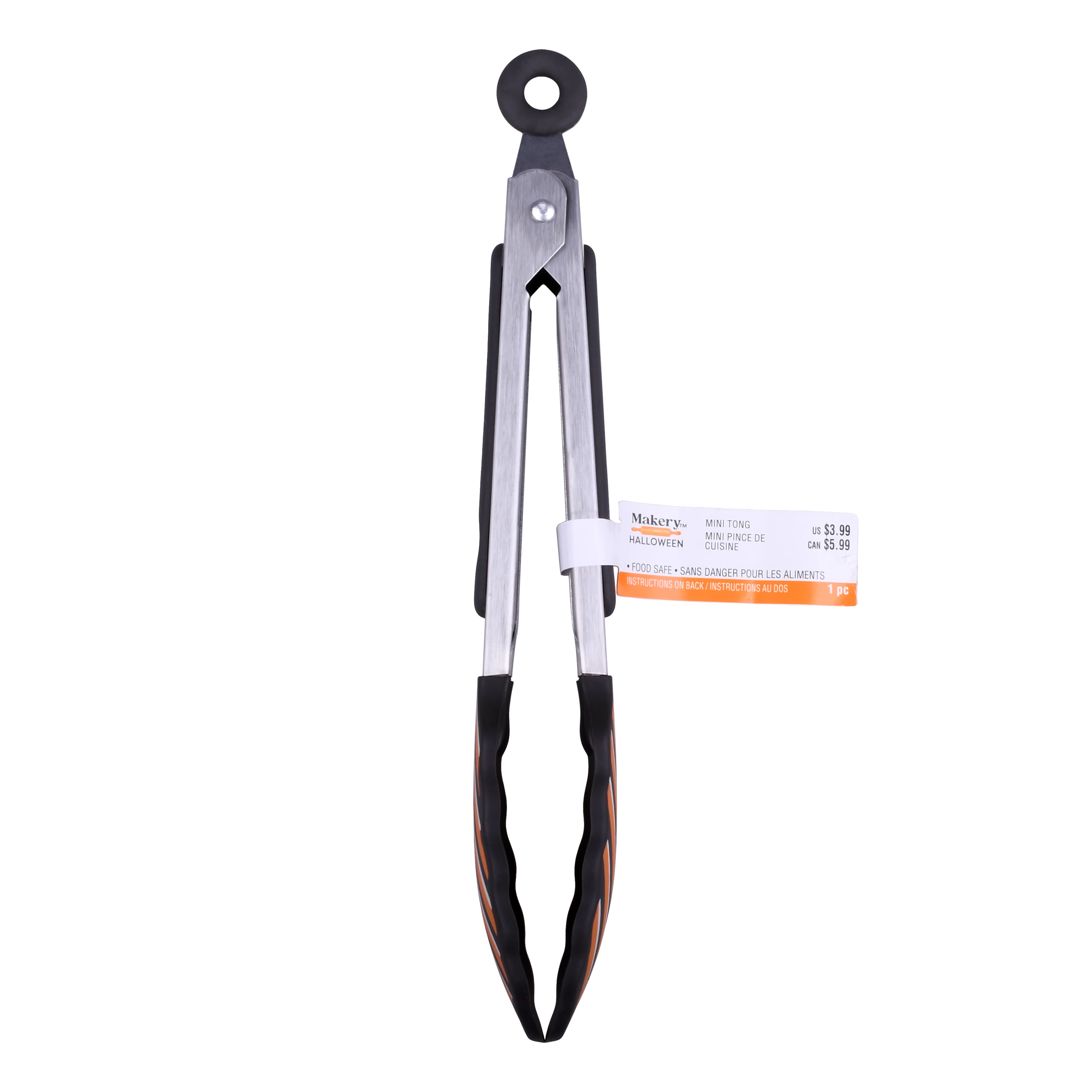 Black & Orange Stripes Mini Tongs by Makery™