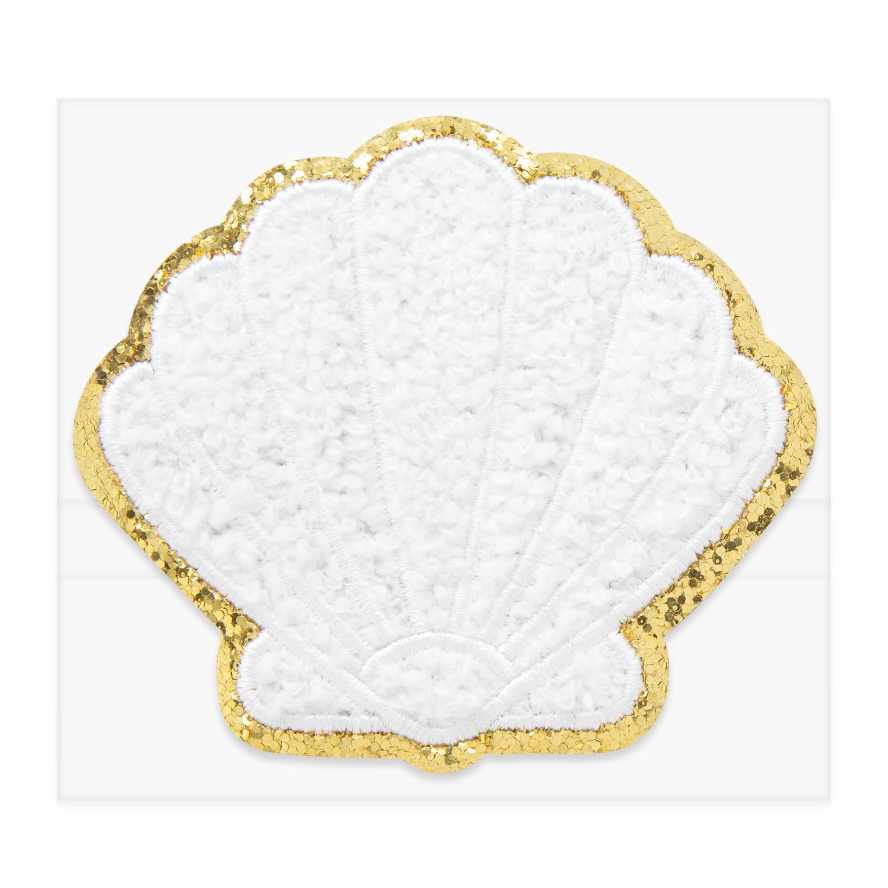 White Embroidered Shell Iron-On & Adhesive Patch by Make Market®