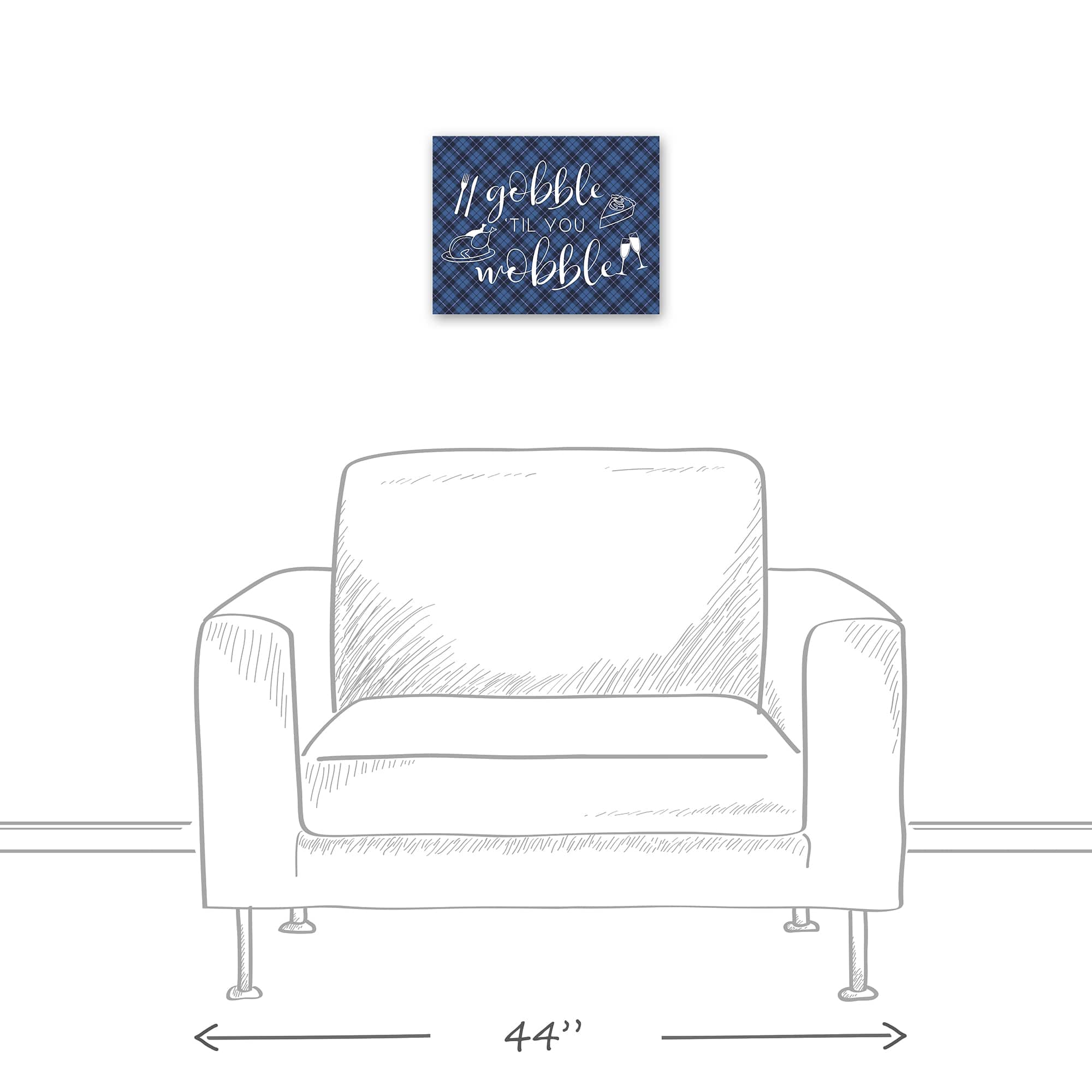 Blue Plaid Gobble 'Til You Wobble Canvas Wall Art