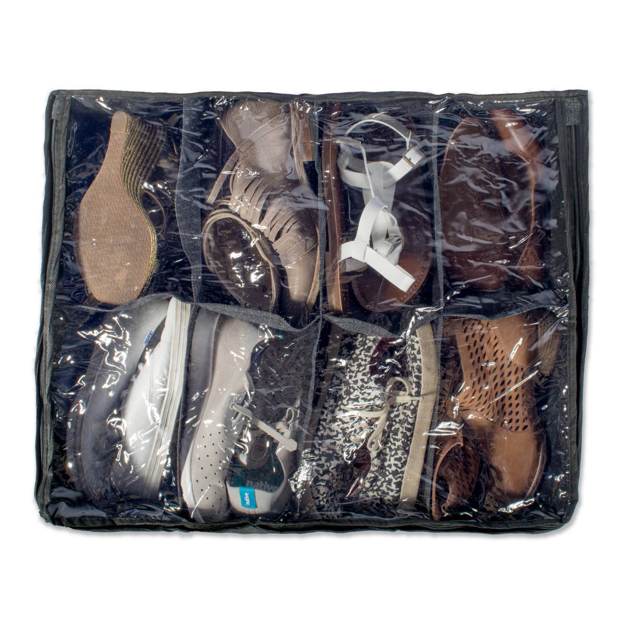 DII® 23" Black Linen 8-Shoe Pair Soft Storage Bag