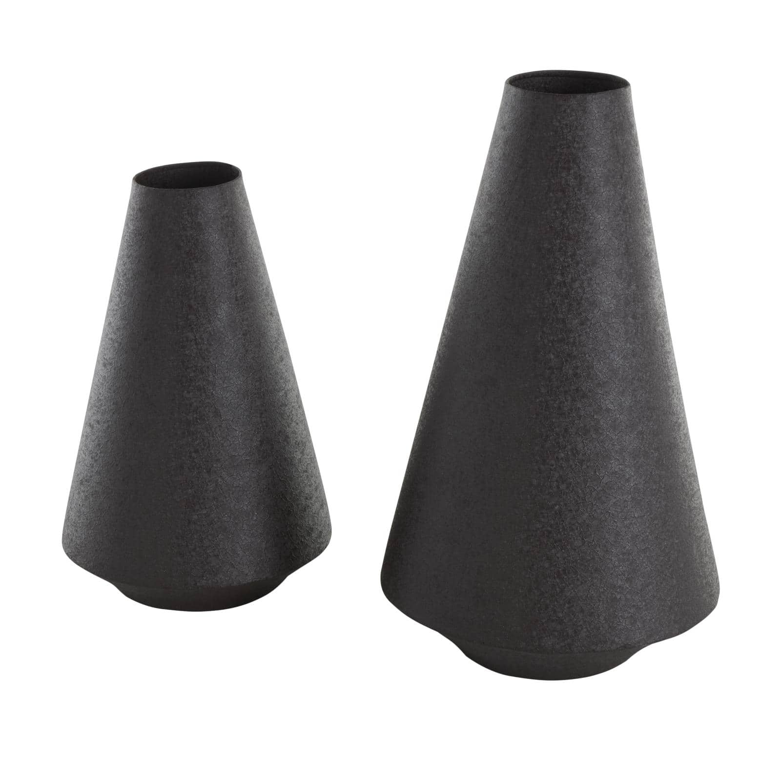 Black Metal Textured Cone Vase Set