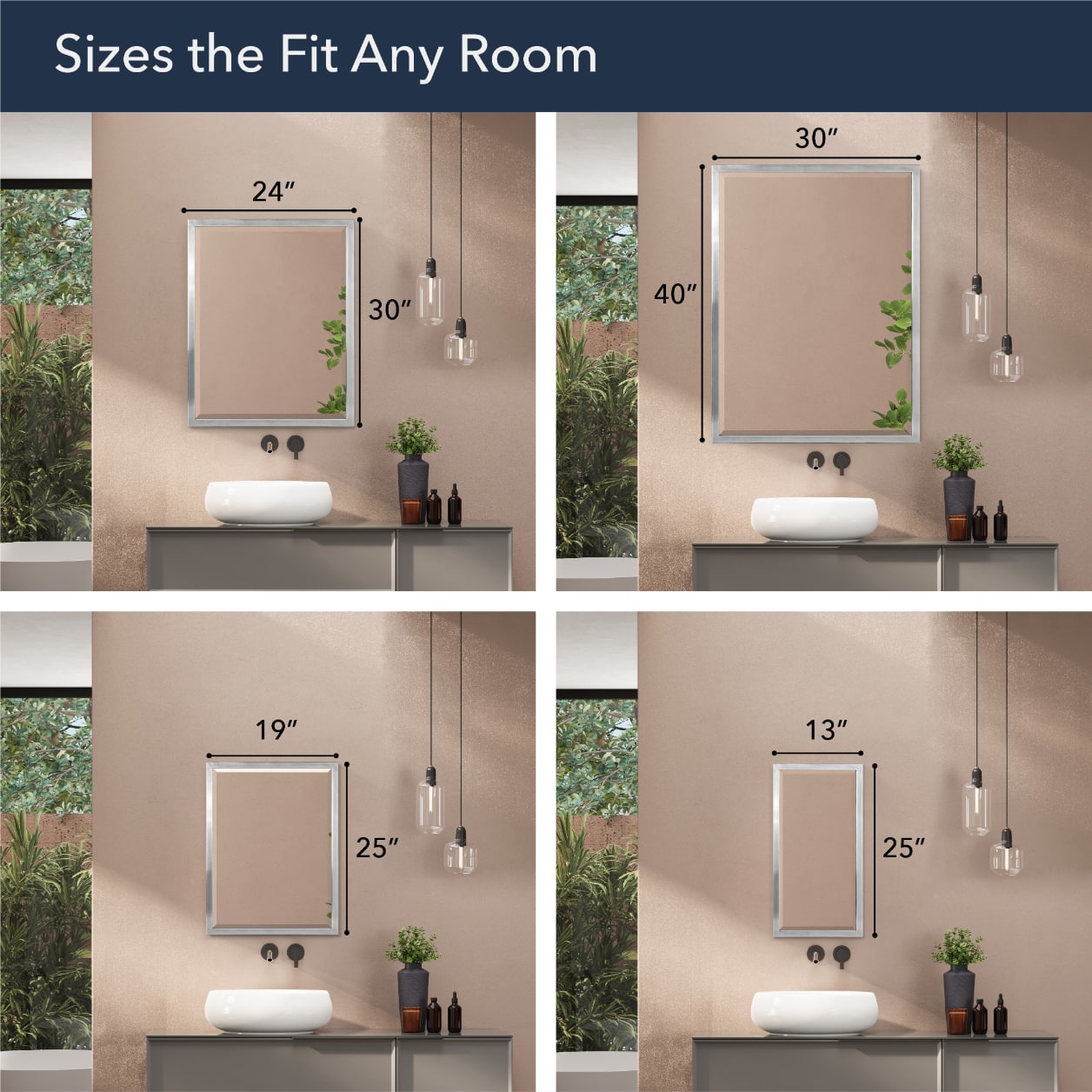 Head West Brushed Nickel Stainless Steel Beveled Accent Vanity Mirror