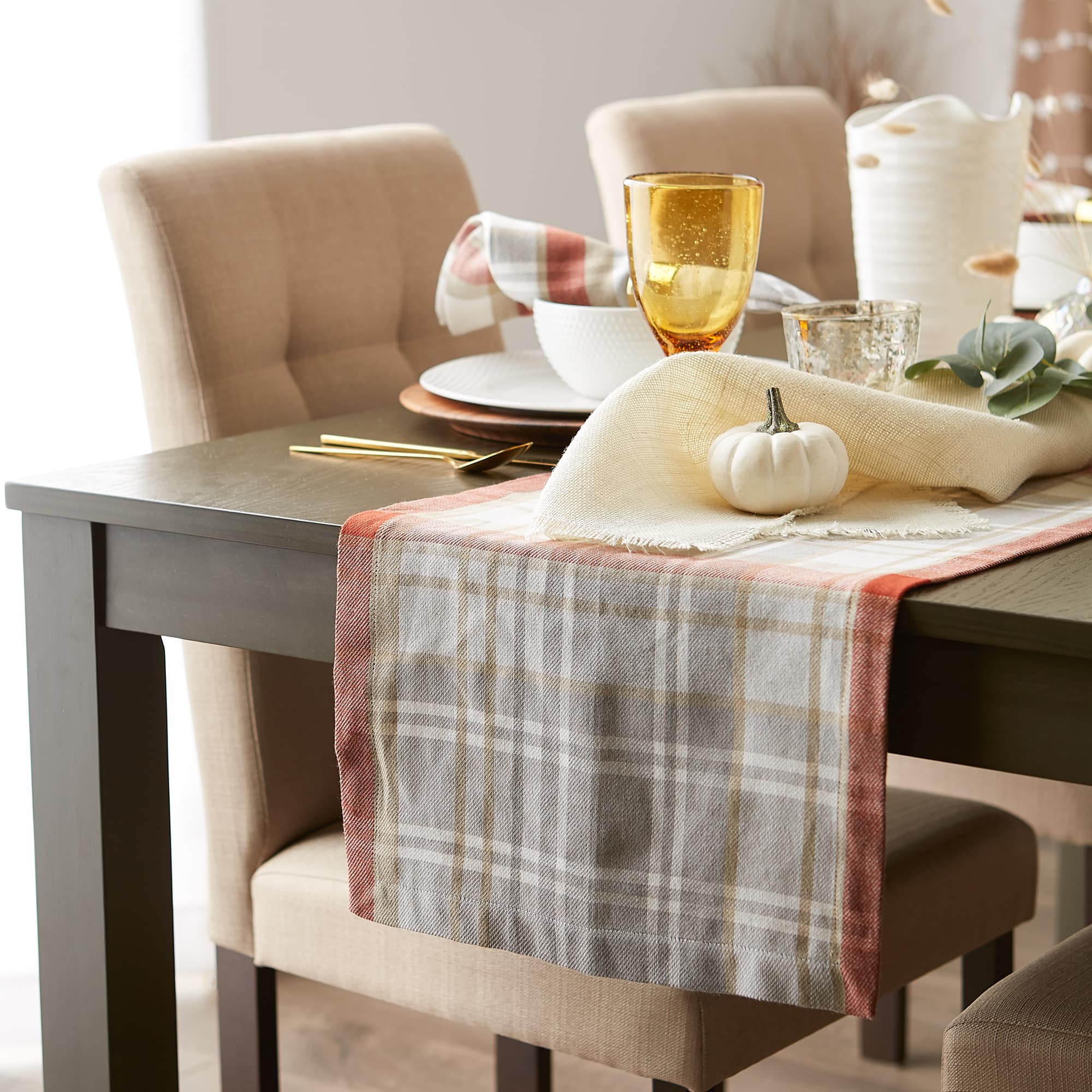 DII® 108" Plaid Thanksgiving Cozy Picnic Table Runner