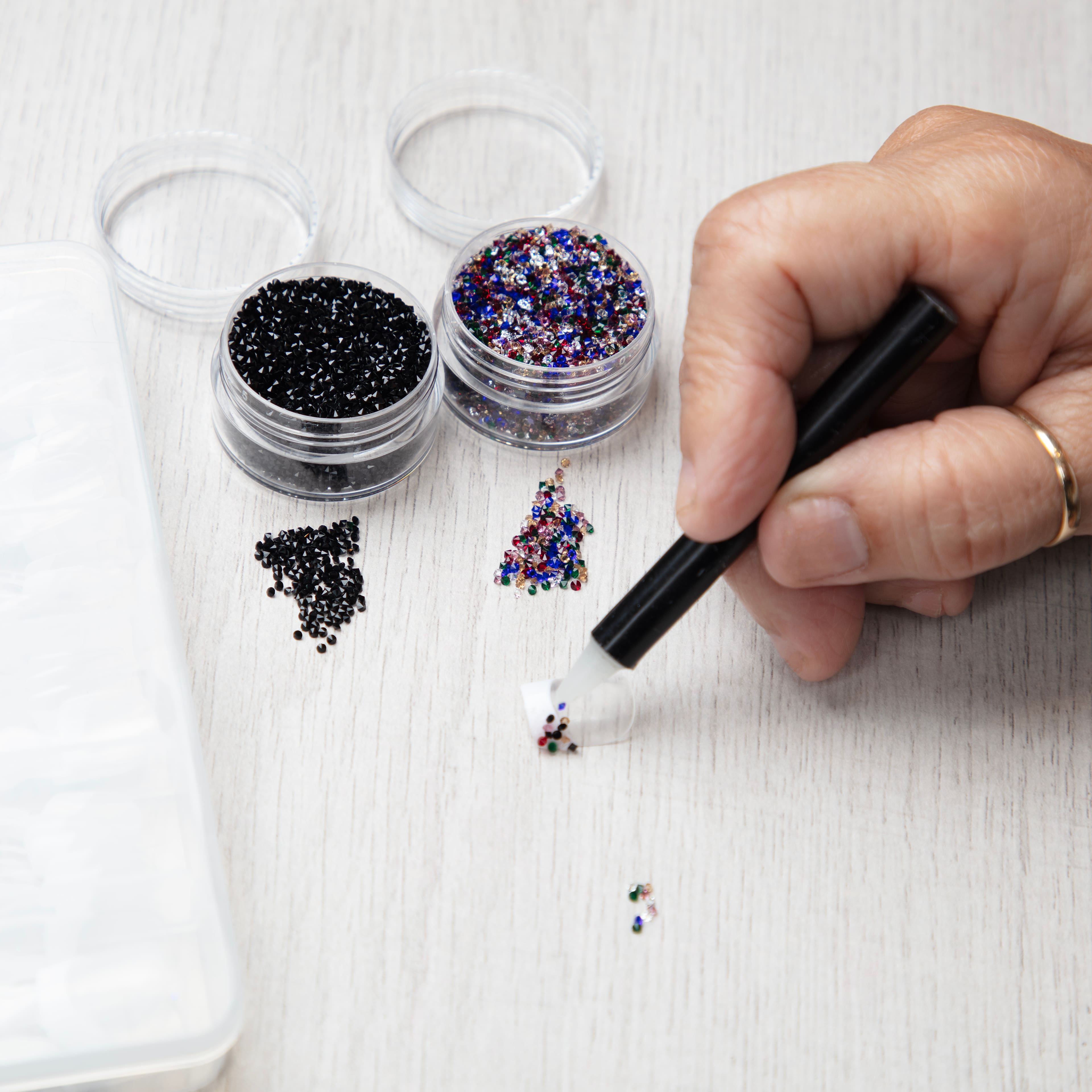 12 Pack: 1.2mm Glass Micro Rhinestones by Bead Landing™, 0.7oz.
