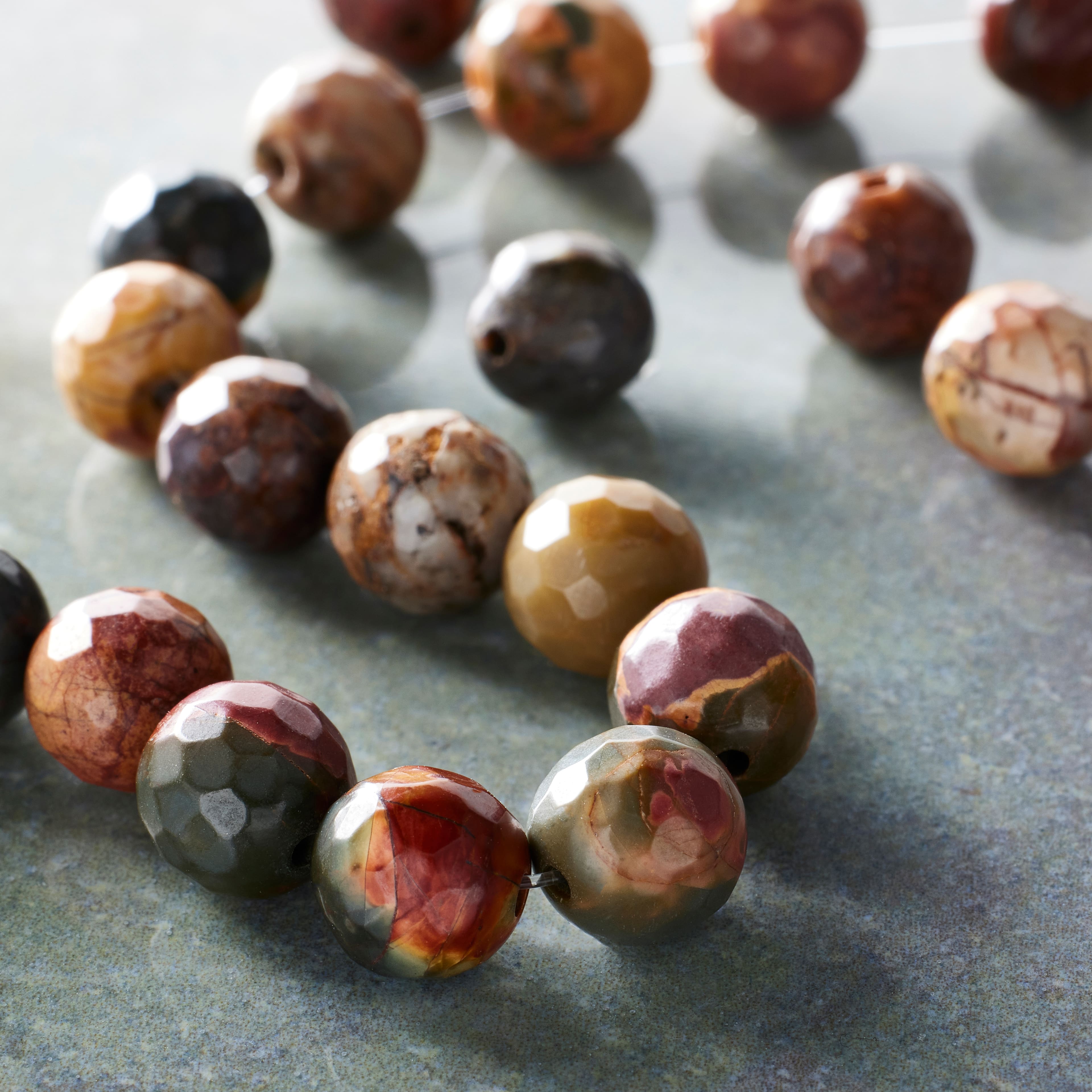12 Pack: Silverite Jasper Faceted Picasso Round Beads, 8mm by Bead Landing®