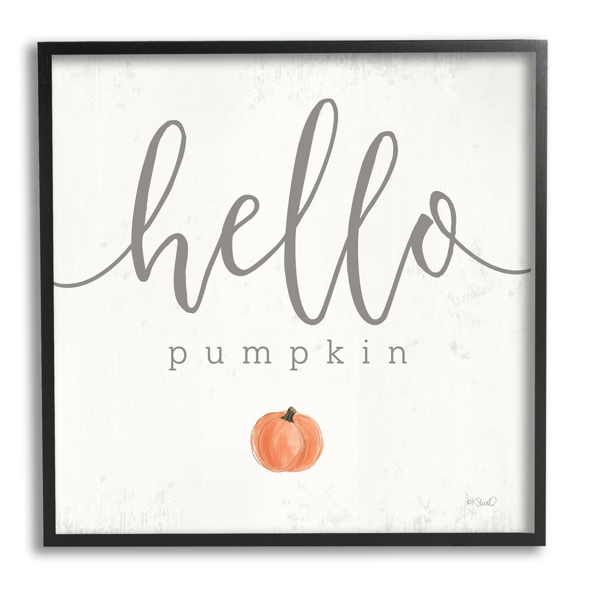 Stupell Industries Hello Pumpkin Fall Greeting Framed Giclee Art