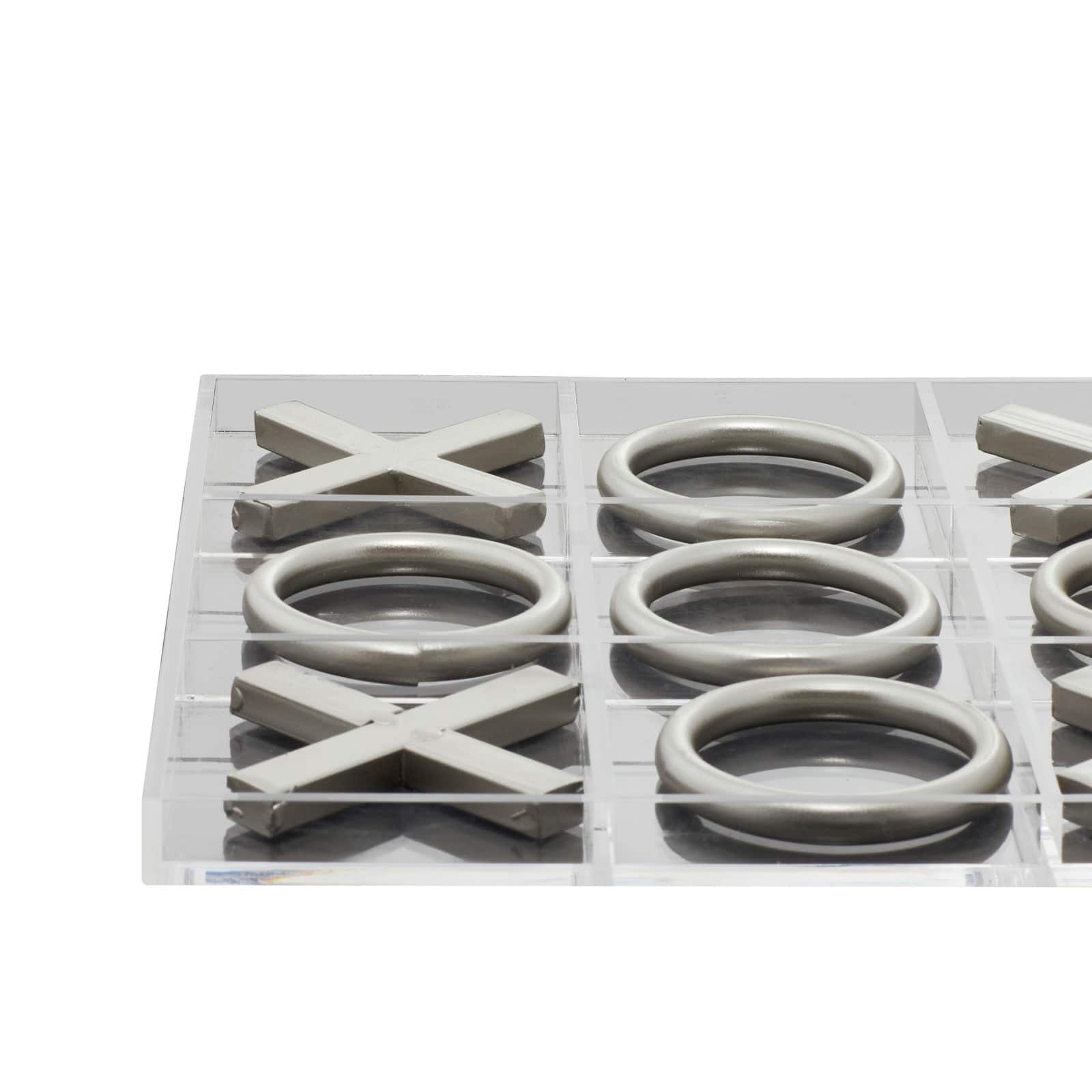 Silver Acrylic & Metal Glam Tic-Tac-Toe Game Set