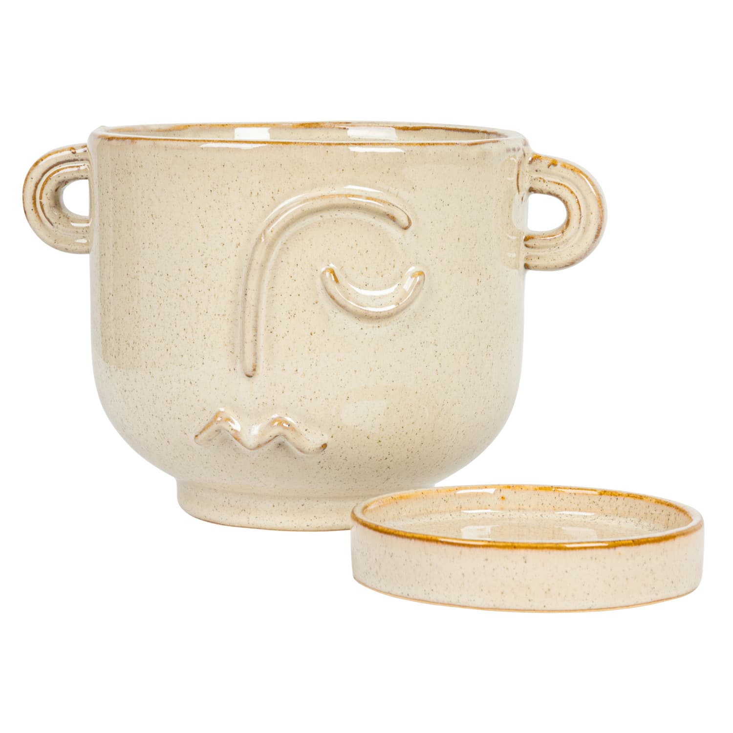 Hello Honey® 8.25" Cream Stoneware Face Planter & Saucer