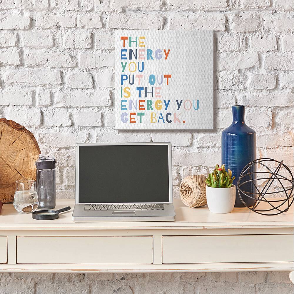 Stupell Industries Motivational Energy You Put Out Rainbow Text Canvas Wall Art