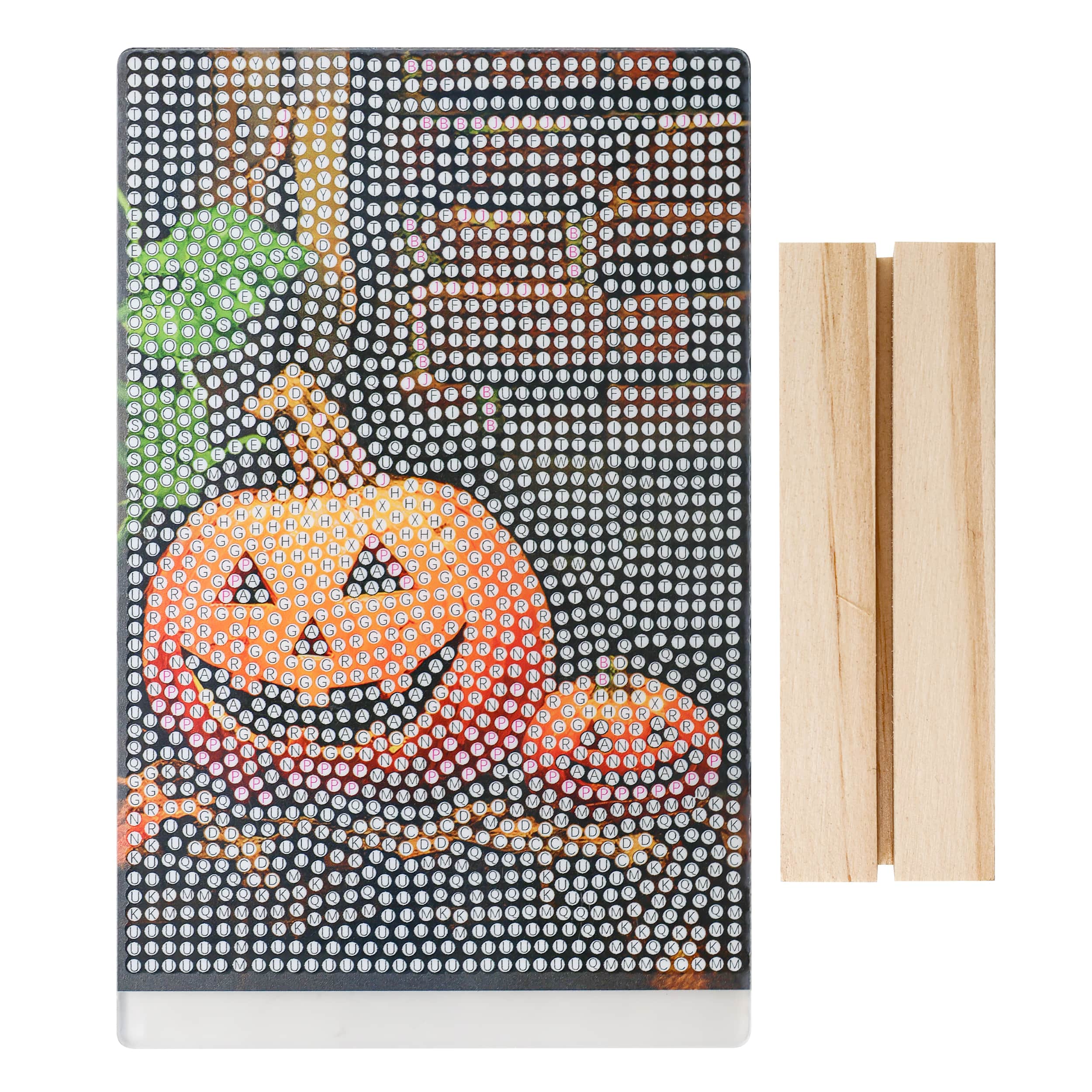 4" x 6" Jack-o'-Lanterns Acrylic Surface Diamond Art Kit with Wood Stand by Make Market®