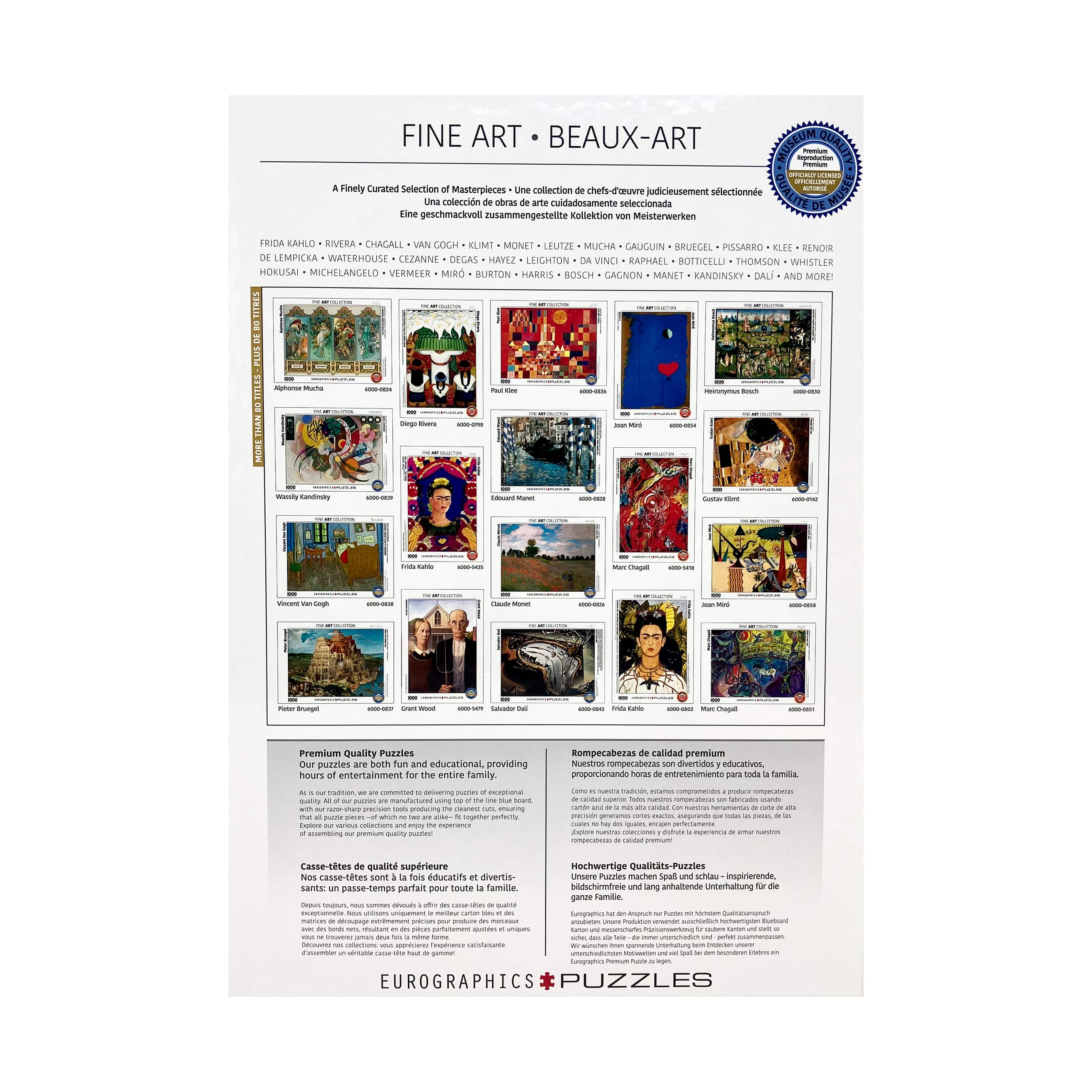 Frida Kahlo - Self-Portrait with Thorn Necklace and Hummingbird: 1000 Pcs