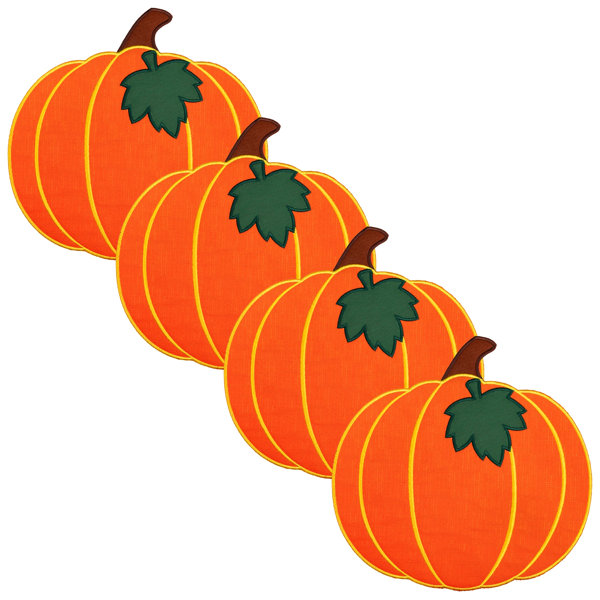 Northlight 13.25" Embroidered Pumpkin Fall Harvest Placemats, 4ct.
