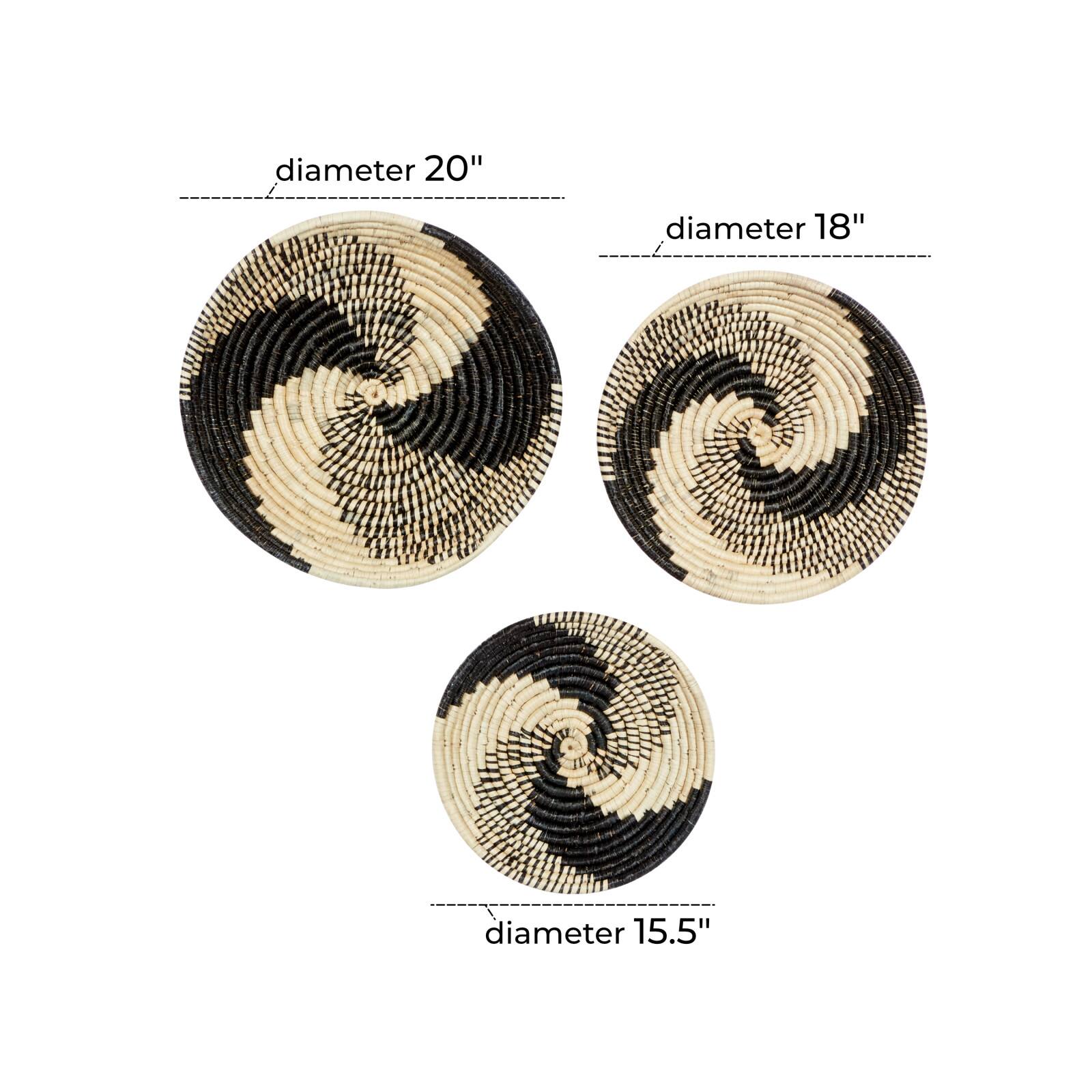Set of 3 Black Wood Boho Style Wall Decor 20", 18