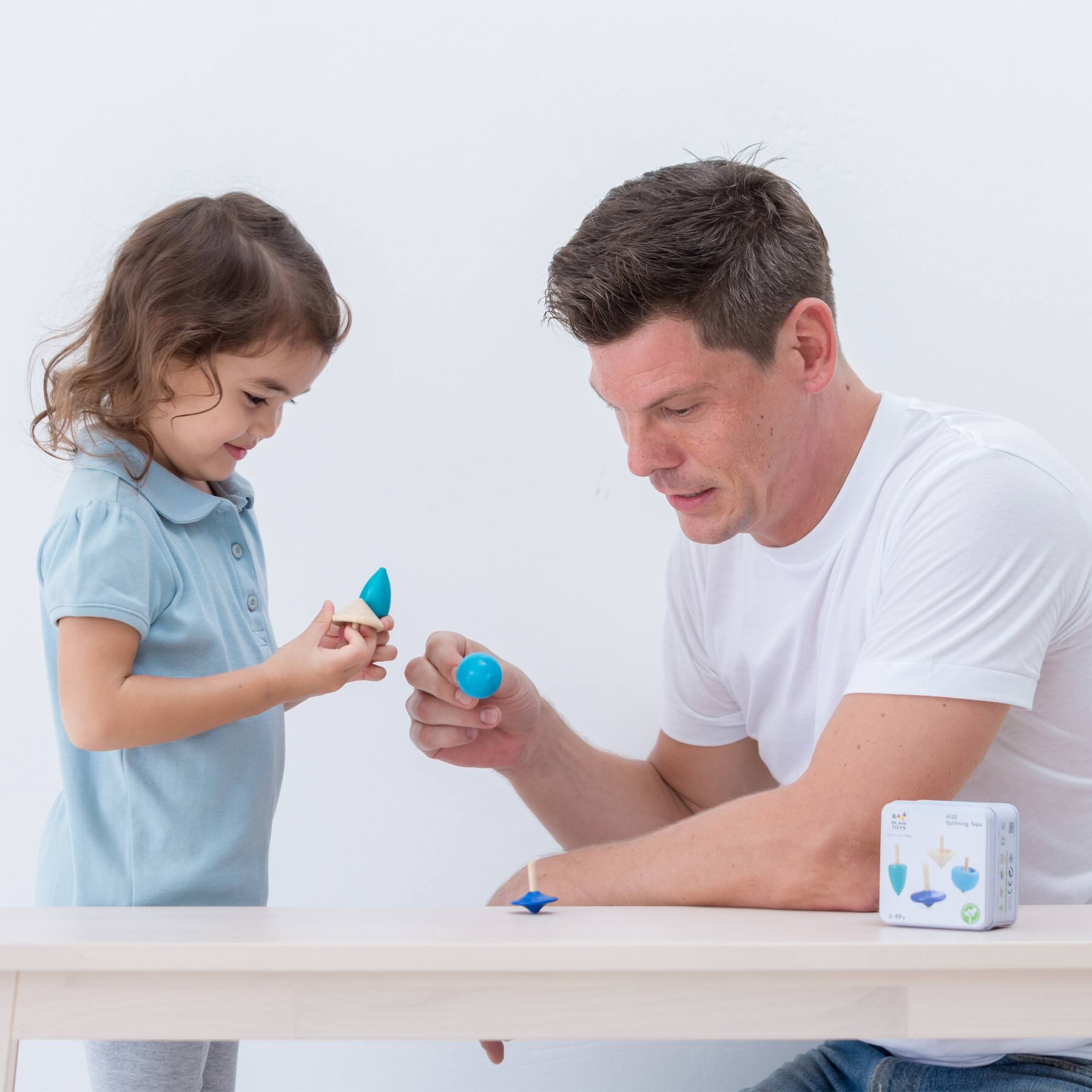 PlanToys Mini Wooden Spinning Tops Set