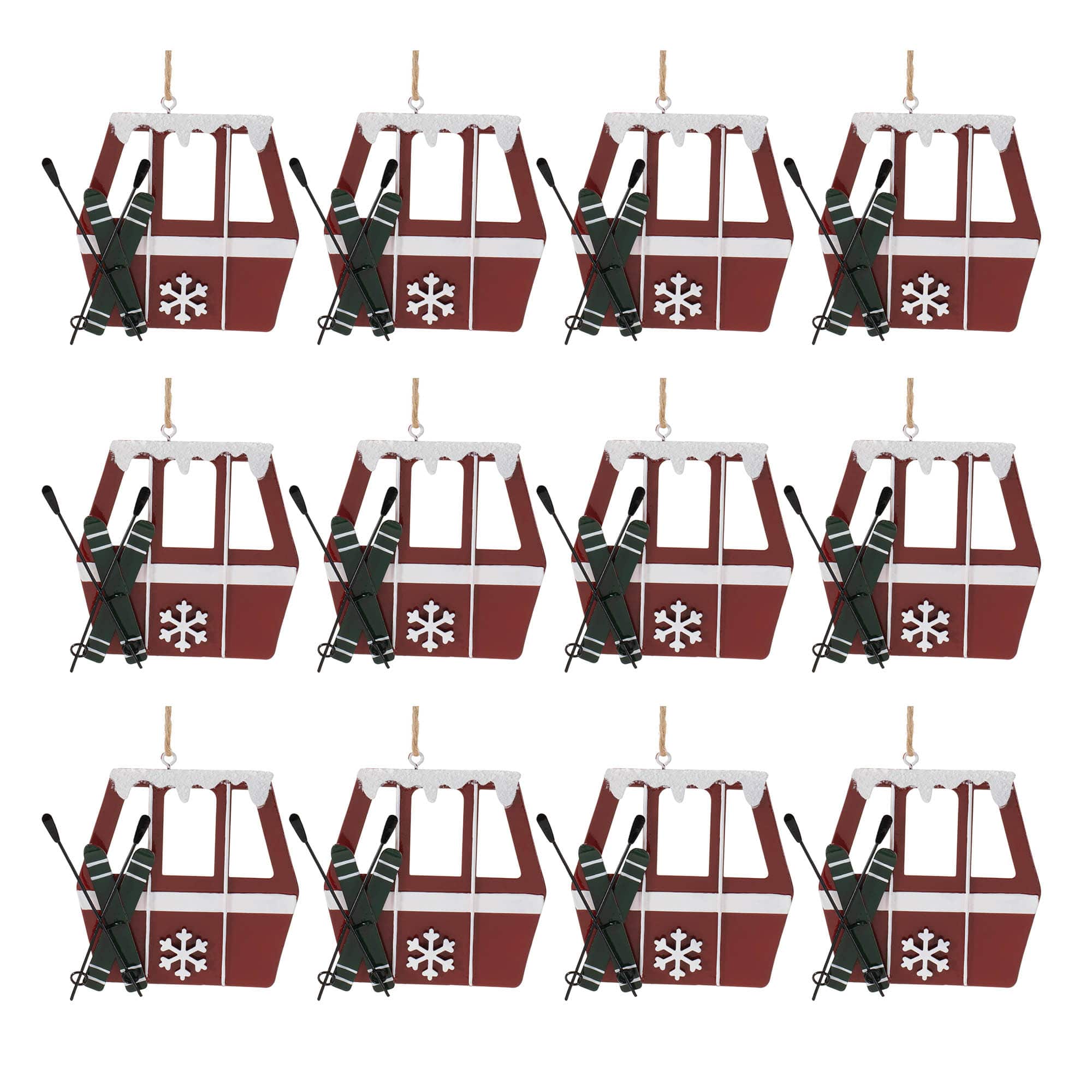 Red & White Metal Gondola Christmas Ornaments, 12ct.