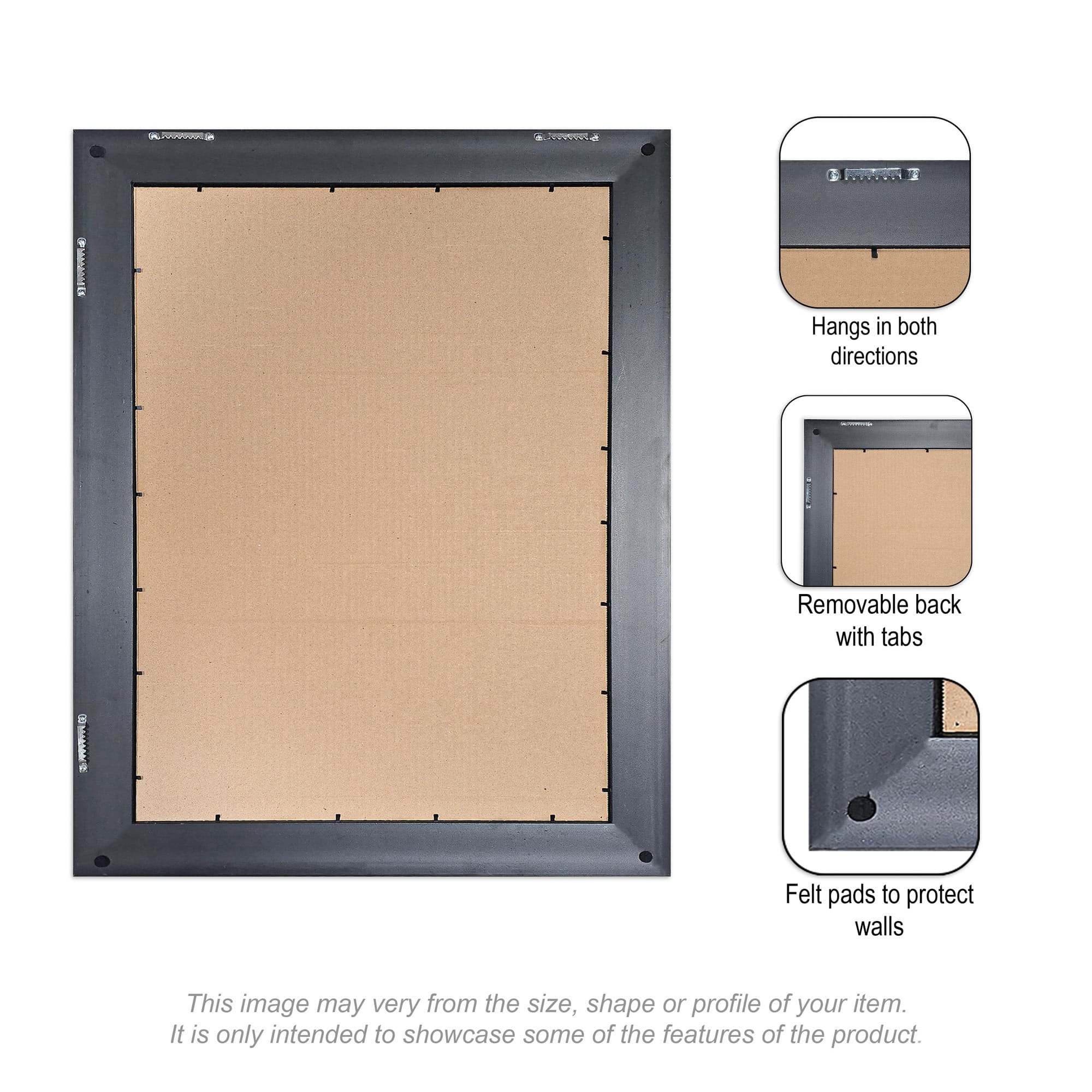 Kate and Laurel 14" x 30" Belmont Black Svelte Noir Photo Frames with 8" x 10" Mat, 2ct.
