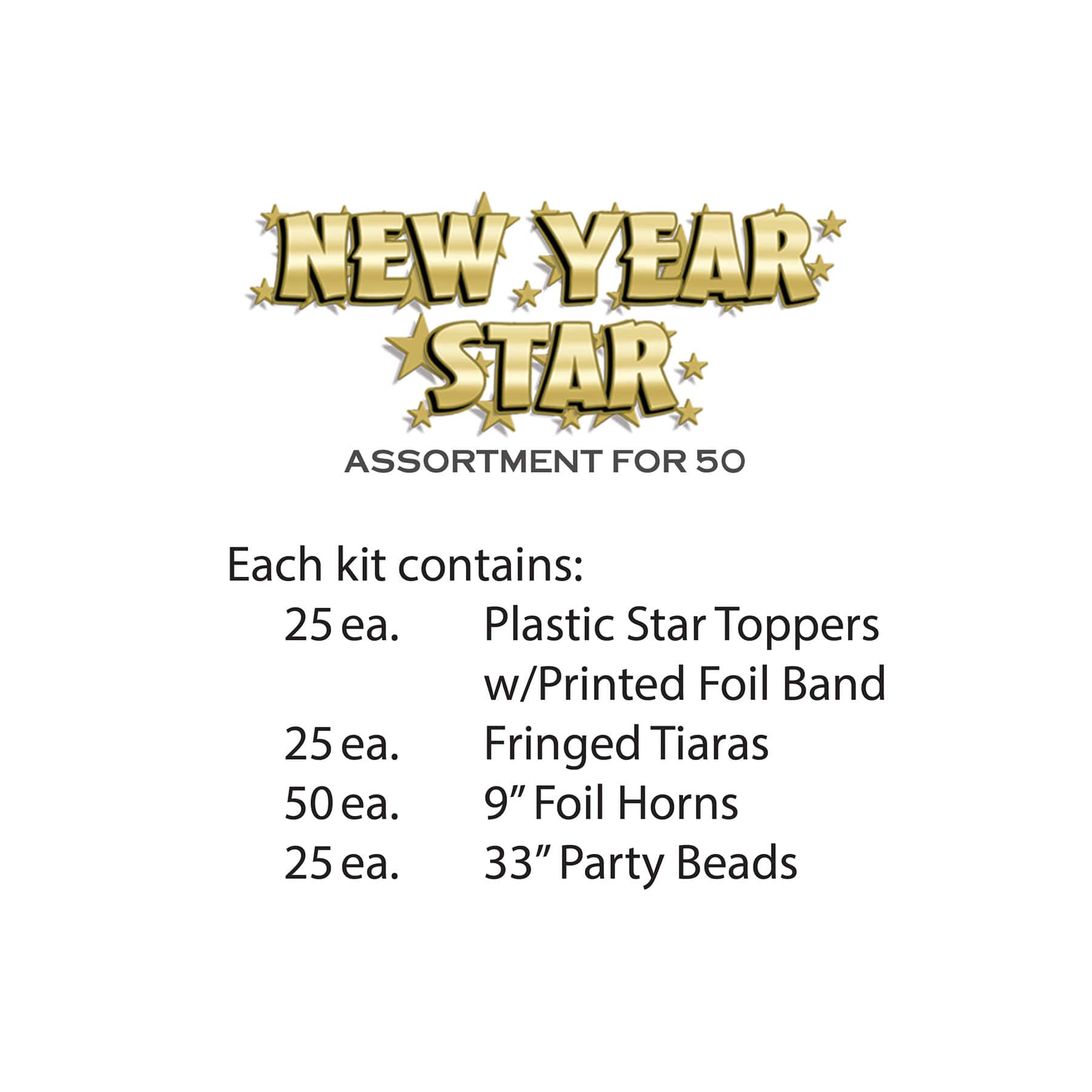 Beistle Black & Gold New Year Star Accessory Kit