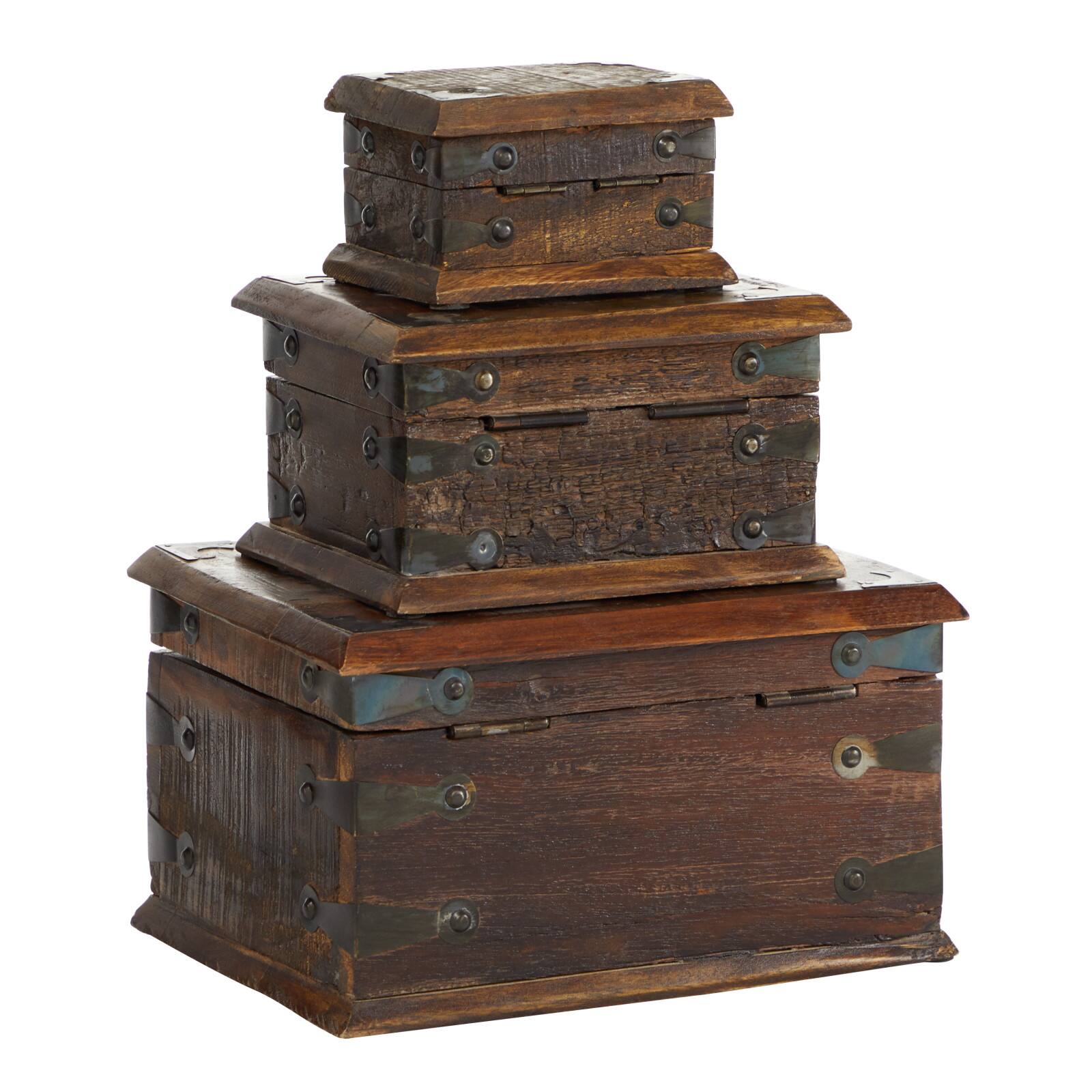 Brown Recycled Wood Rustic Box Set