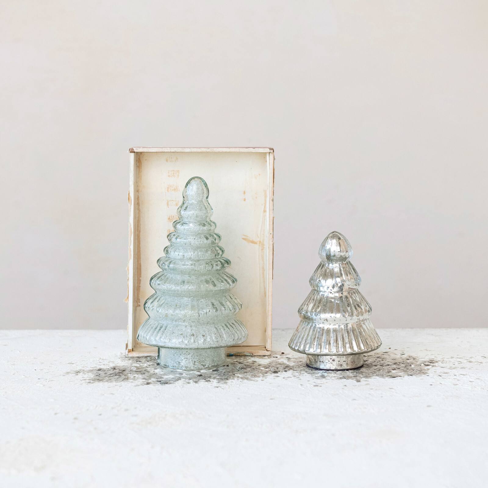 Hello Honey® 8" Clear Embossed Glass Tree with White Seed Beaded Interior