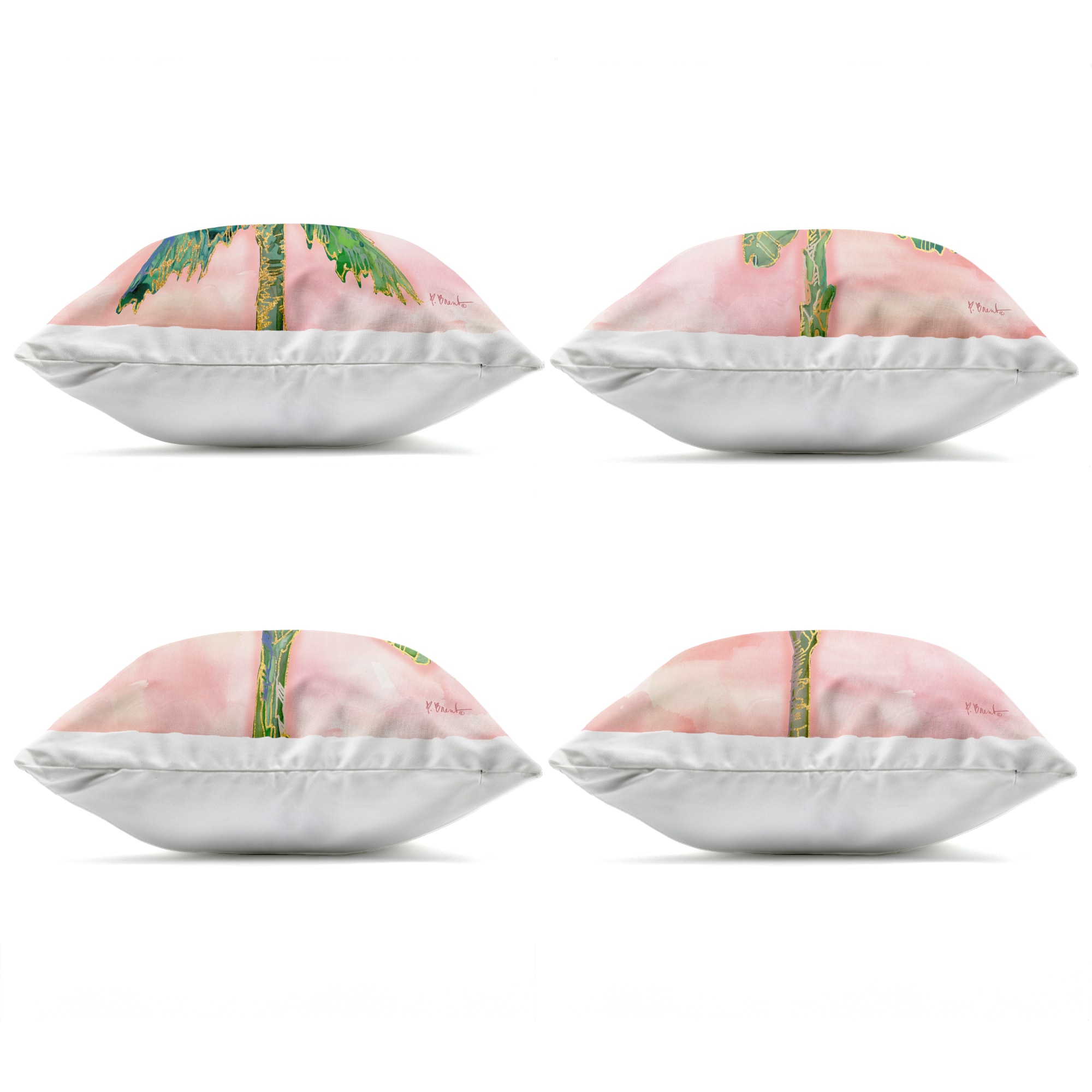 Stupell Industries 18" x 18" Pink Summer Palm Tree Leaves Outdoor Print Throw Pillow Set