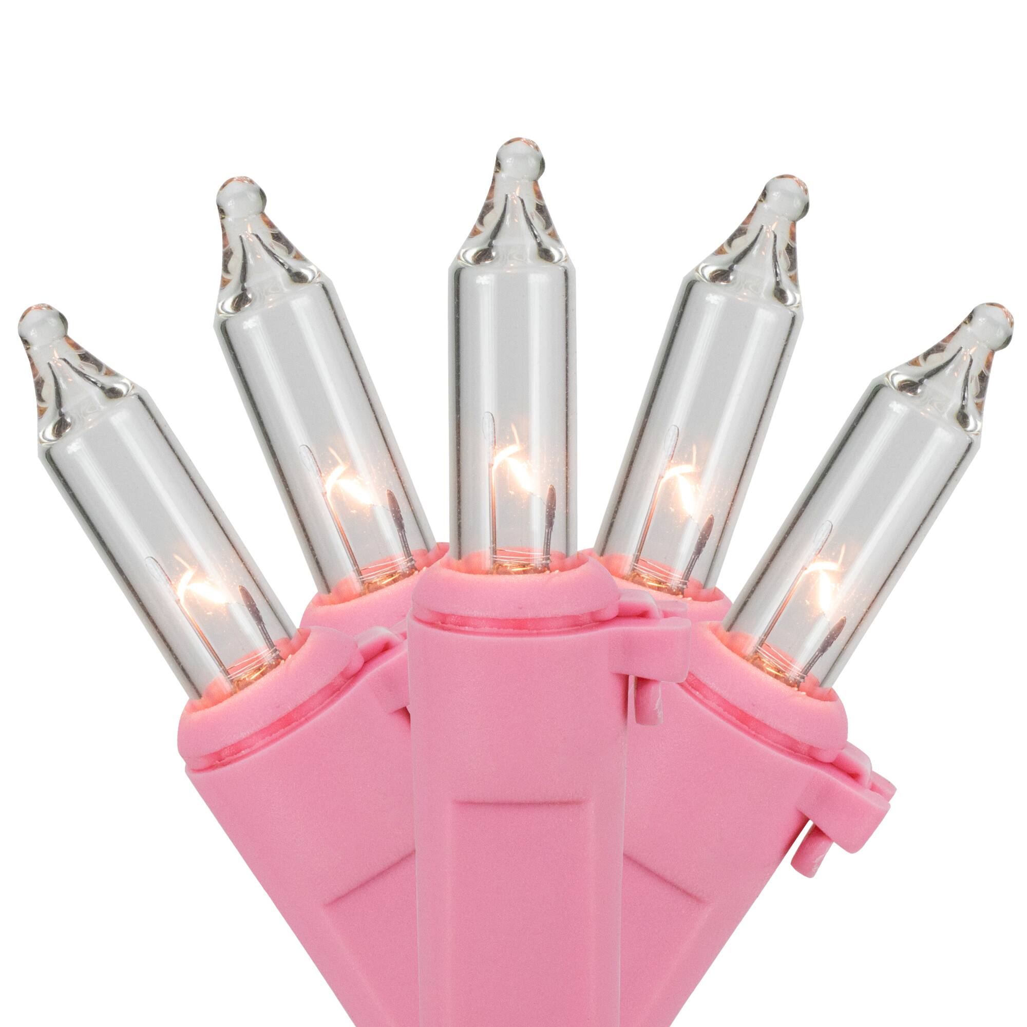50ct. Clear Mini Incandescent Valentine's Day Pink String Lights