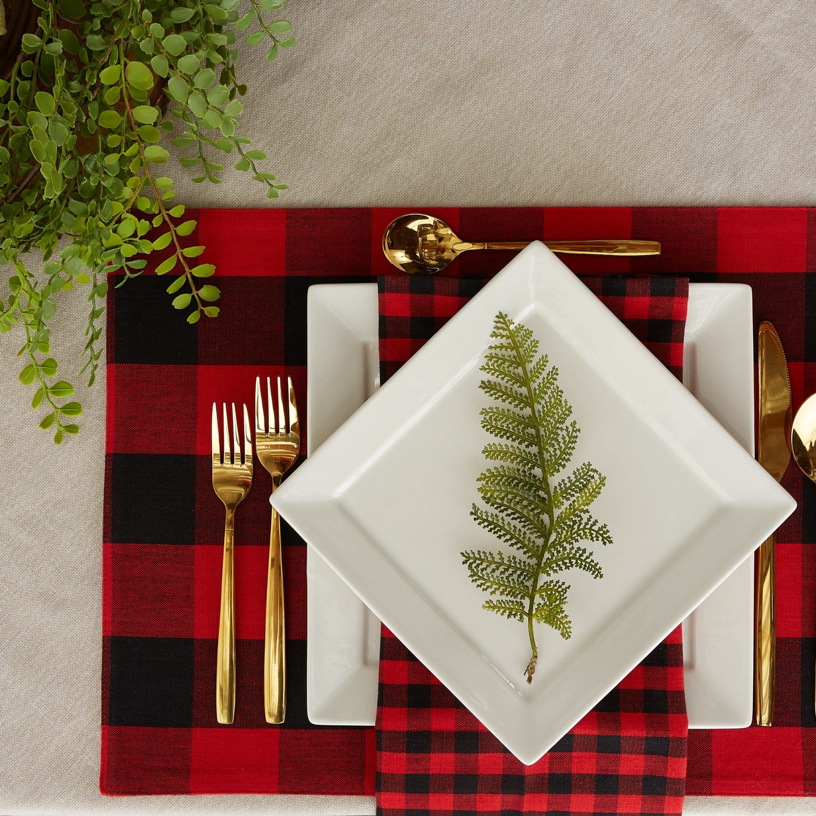 DII® Reversible Gingham & Buffalo Check Placemat Set, 4ct.