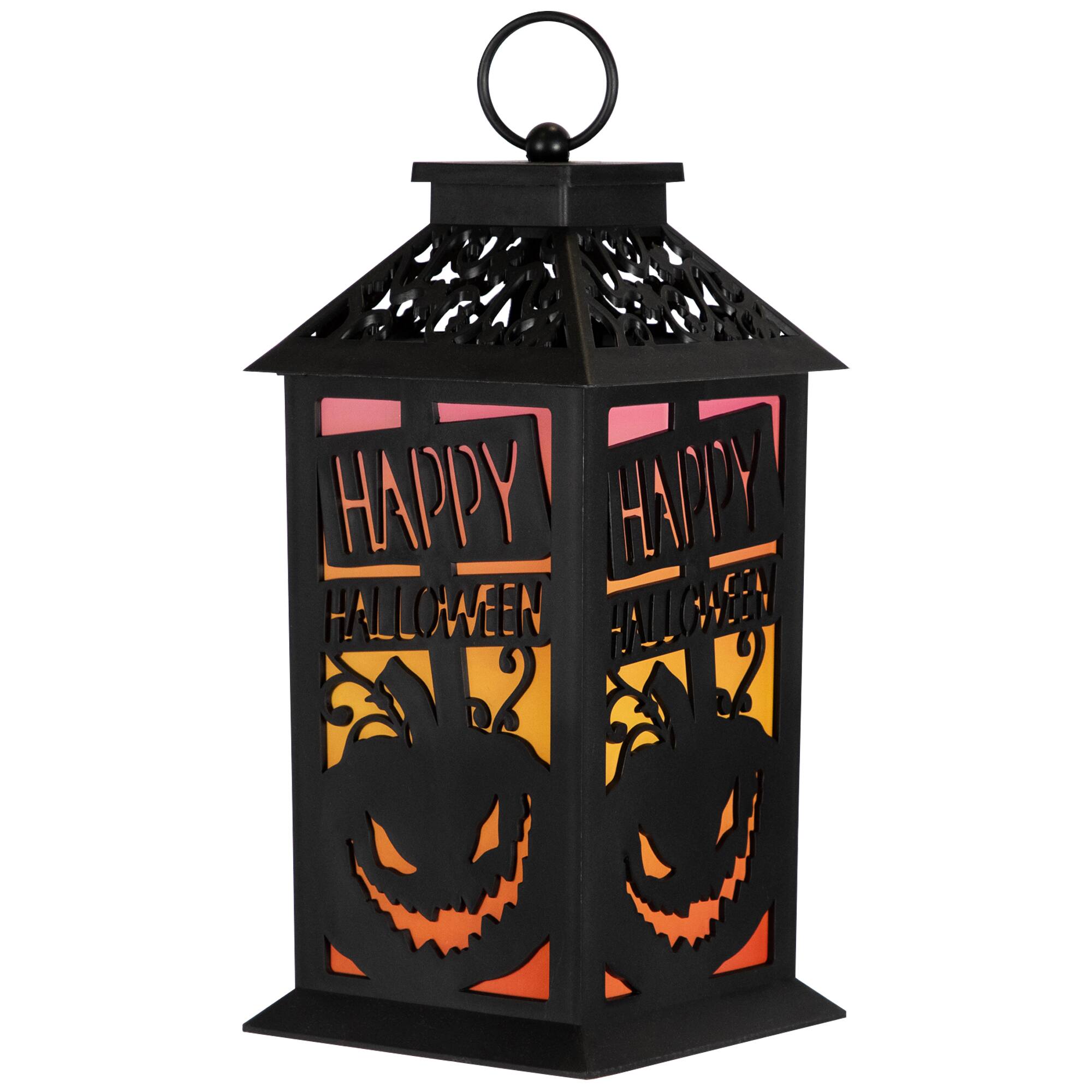 11" Black Happy Halloween Jack-o'-Lanterns LED Candle