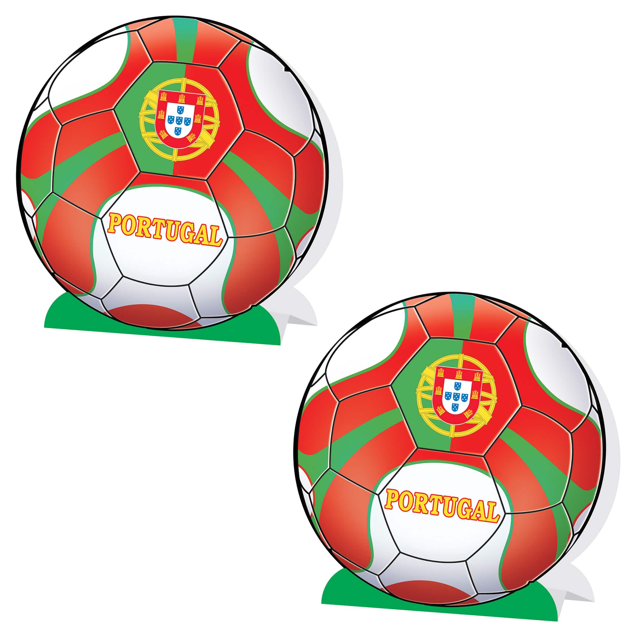 9.25" Portugal 3D Soccer Ball Centerpieces, 2ct.