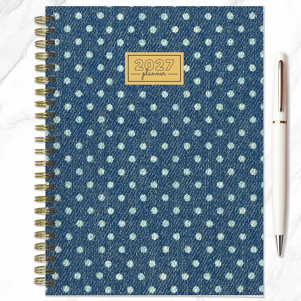 2027 Denim Dots Medium Weekly Monthly Planner