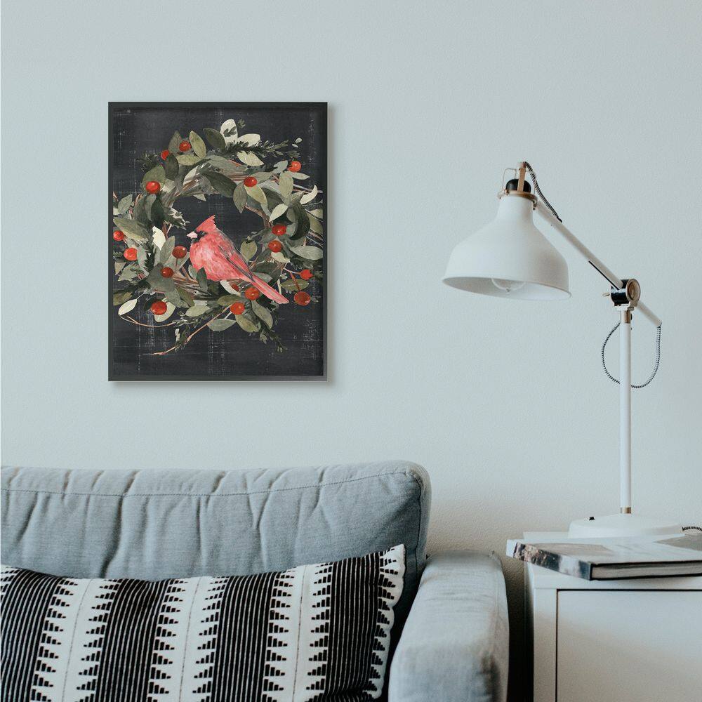 Stupell Industries Red Cardinal In Wreath Design Framed Wall Art