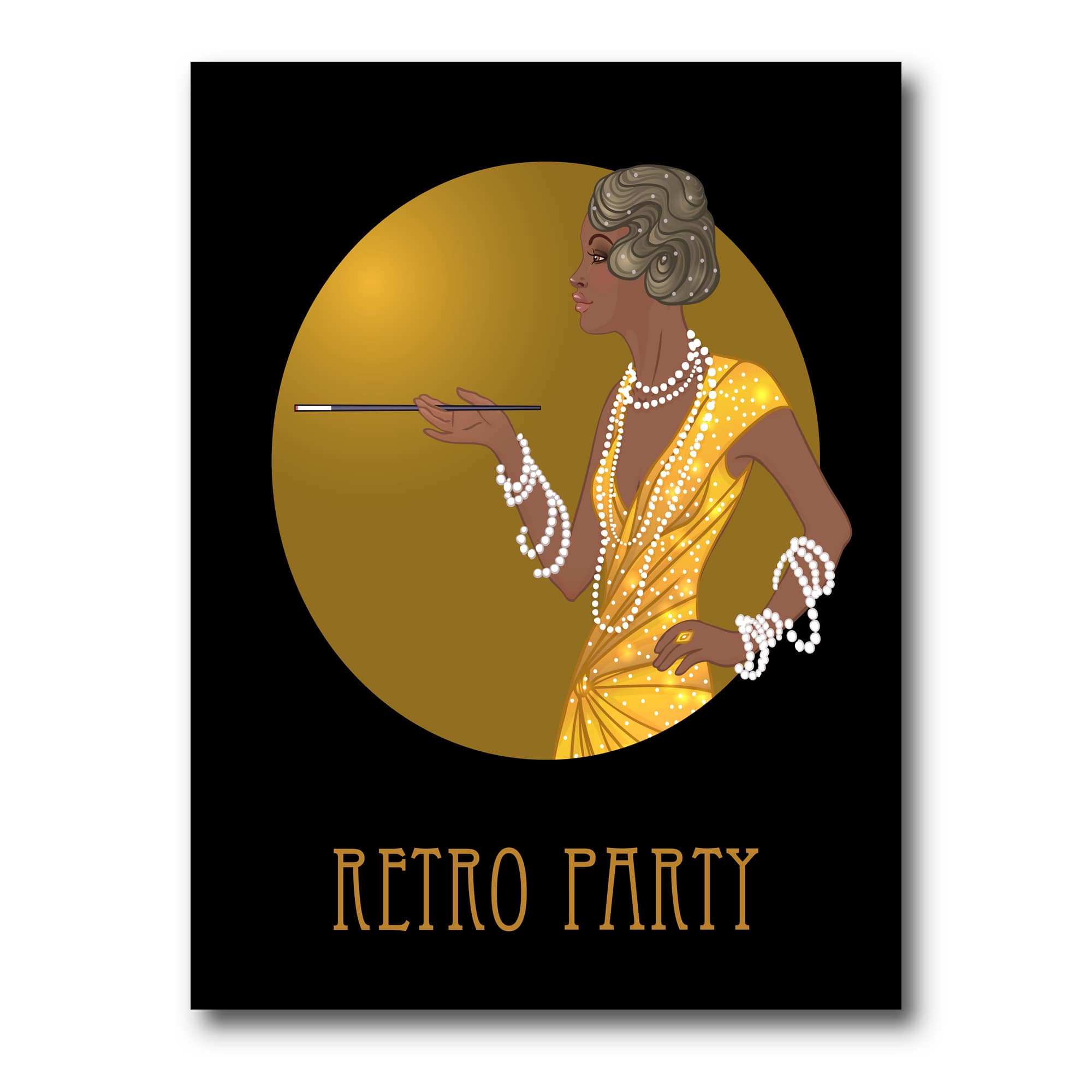 Designart - Retro Fashion Glamour African American Woman - Modern Canvas Wall Art Print