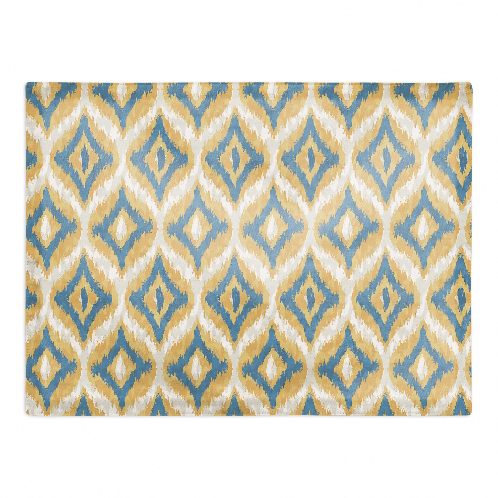 Blue and Yellow Ikat 18" x 14" Cotton Twill Placemat