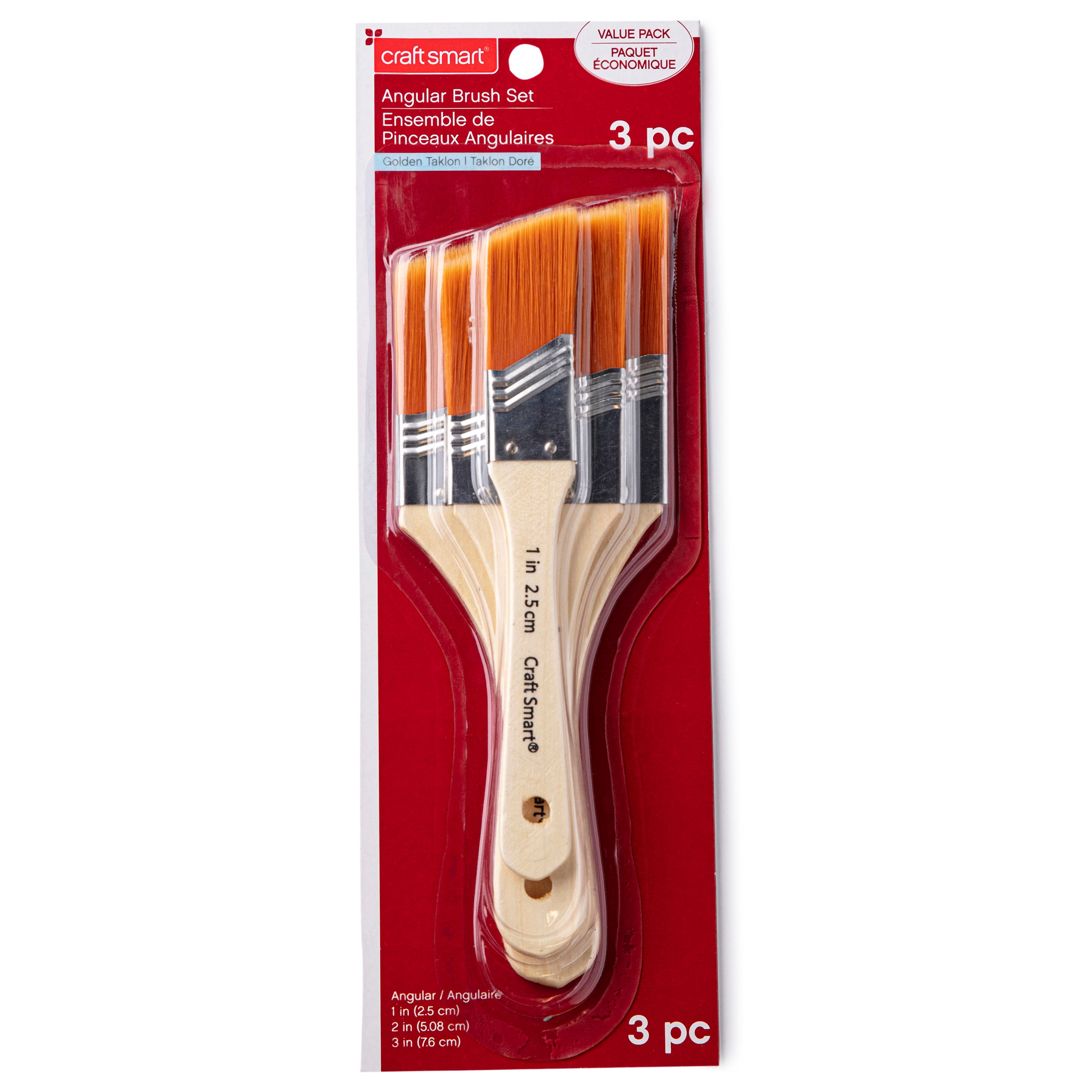 12 Packs: 3 ct. (36 total) Gold Taklon Large Area Angular Brush Pack by Craft Smart®