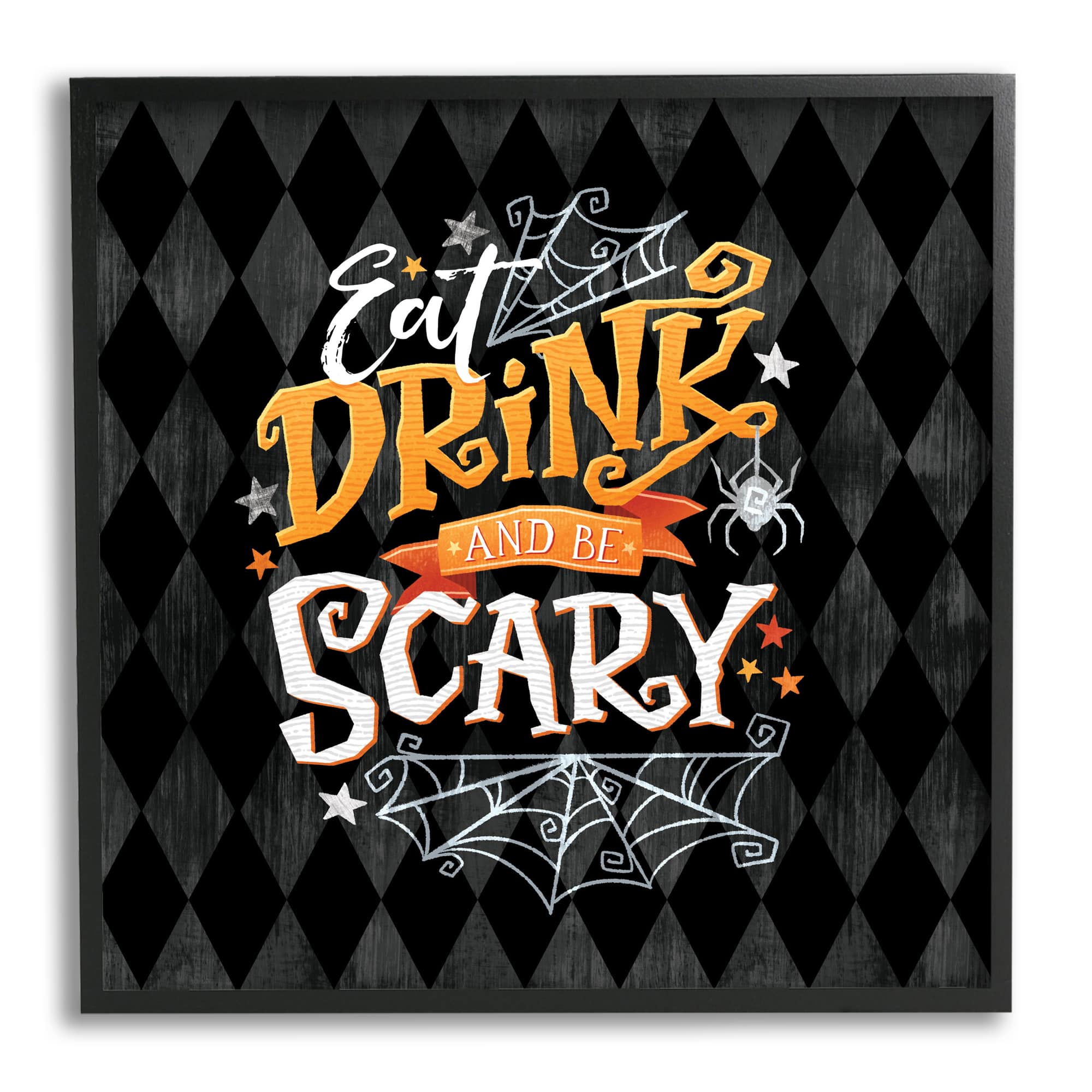 Stupell Industries Eat Drink Be Scary Halloween Pattern Framed Giclee Art