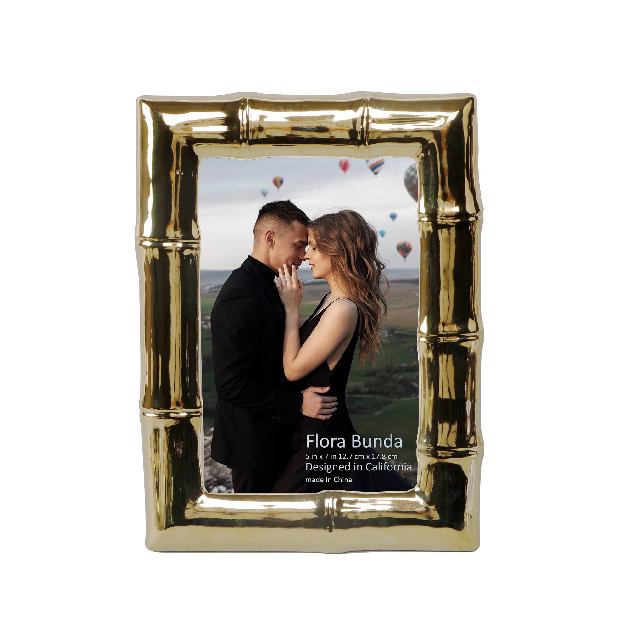 Flora Bunda® 5" x 7" Gold Bamboo Ceramic Frame