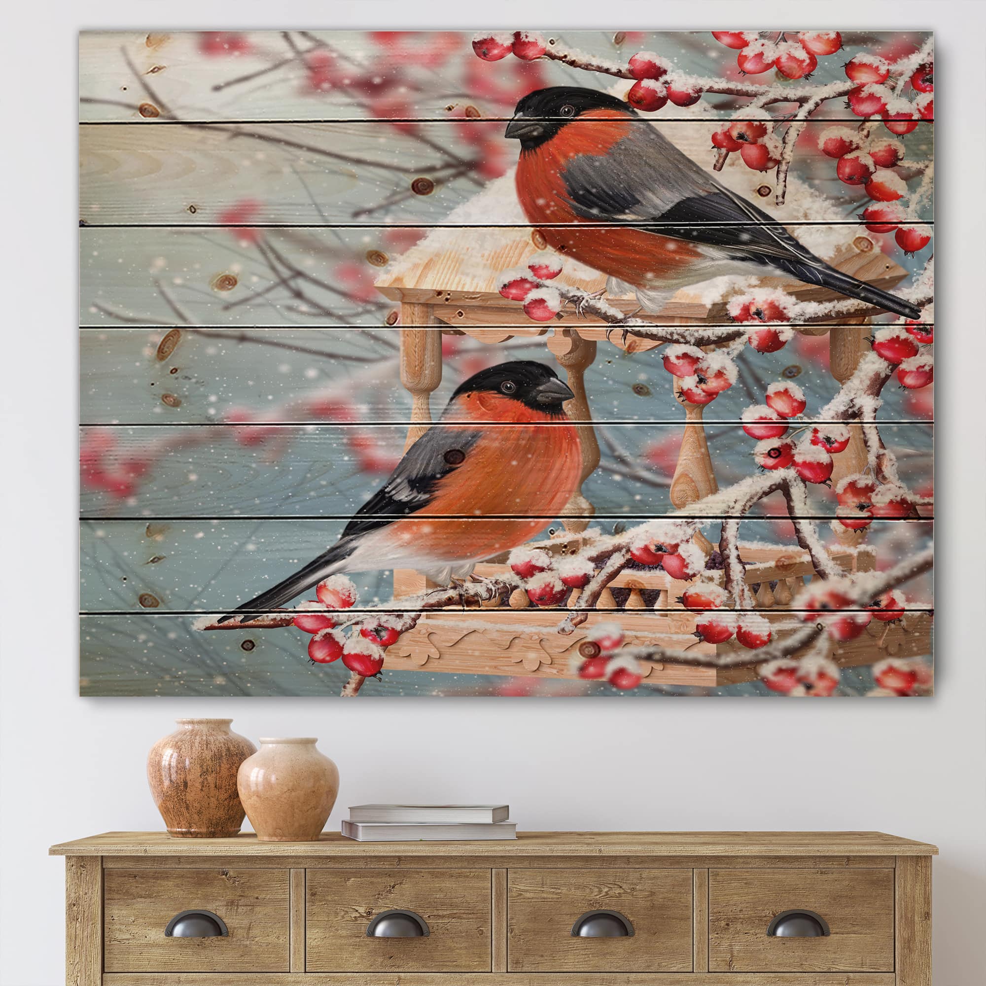 Designart - Two Tits Sit On A Snow-Covered Branch