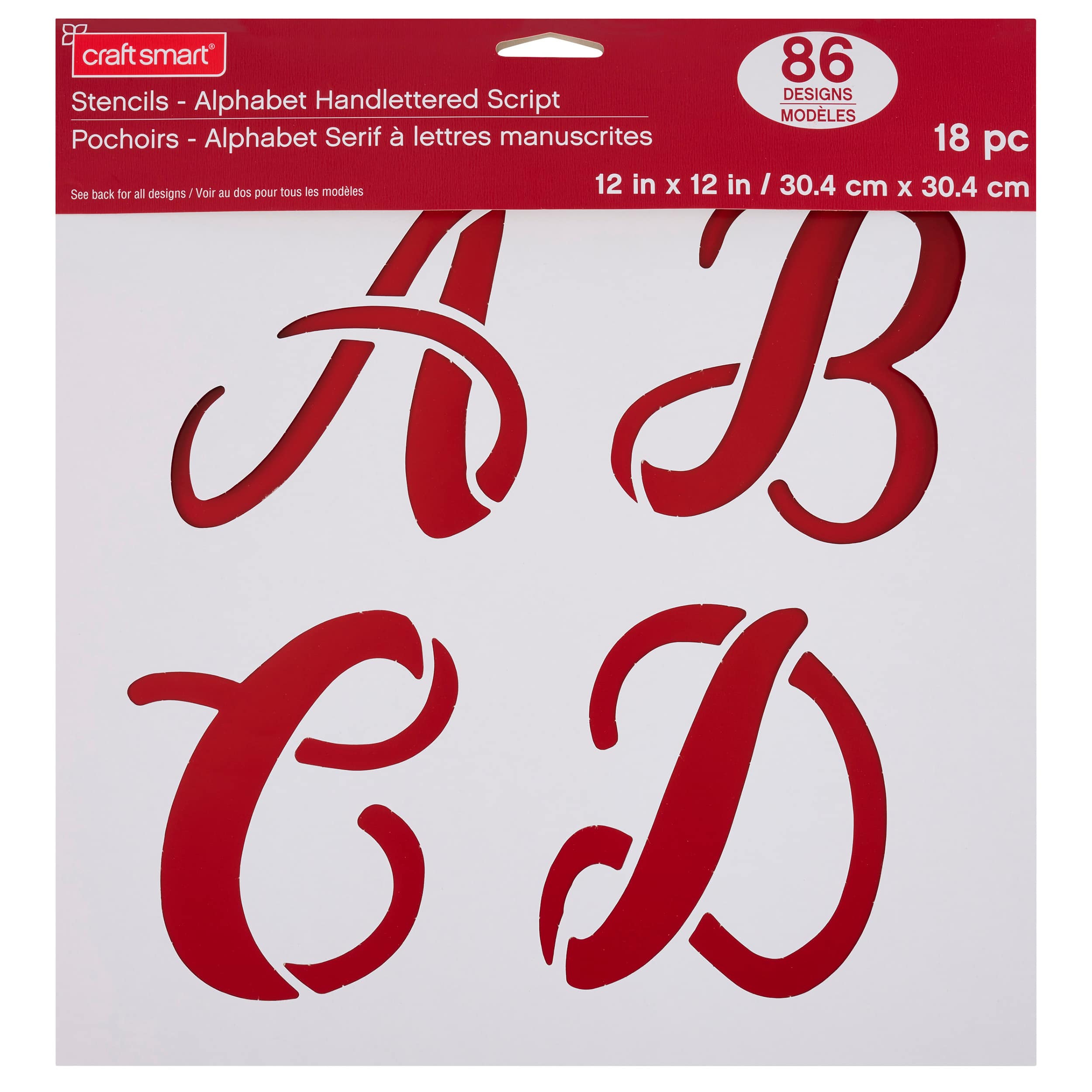 6 Pack: Alphabet Handlettered Script Stencils, 12" x 12" by Craft Smart®