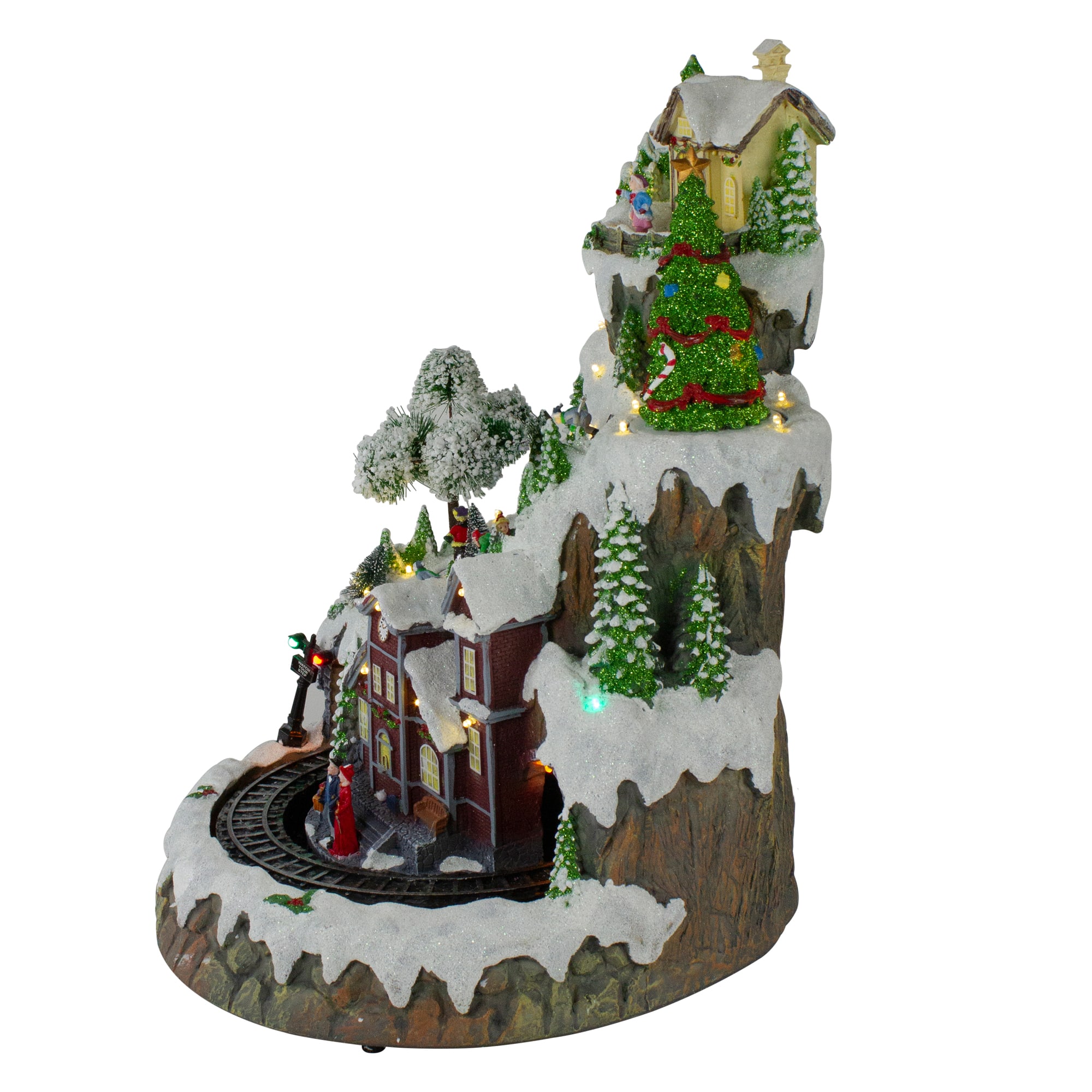 17" White LED Lighted & Animated Christmas Village with Moving Train