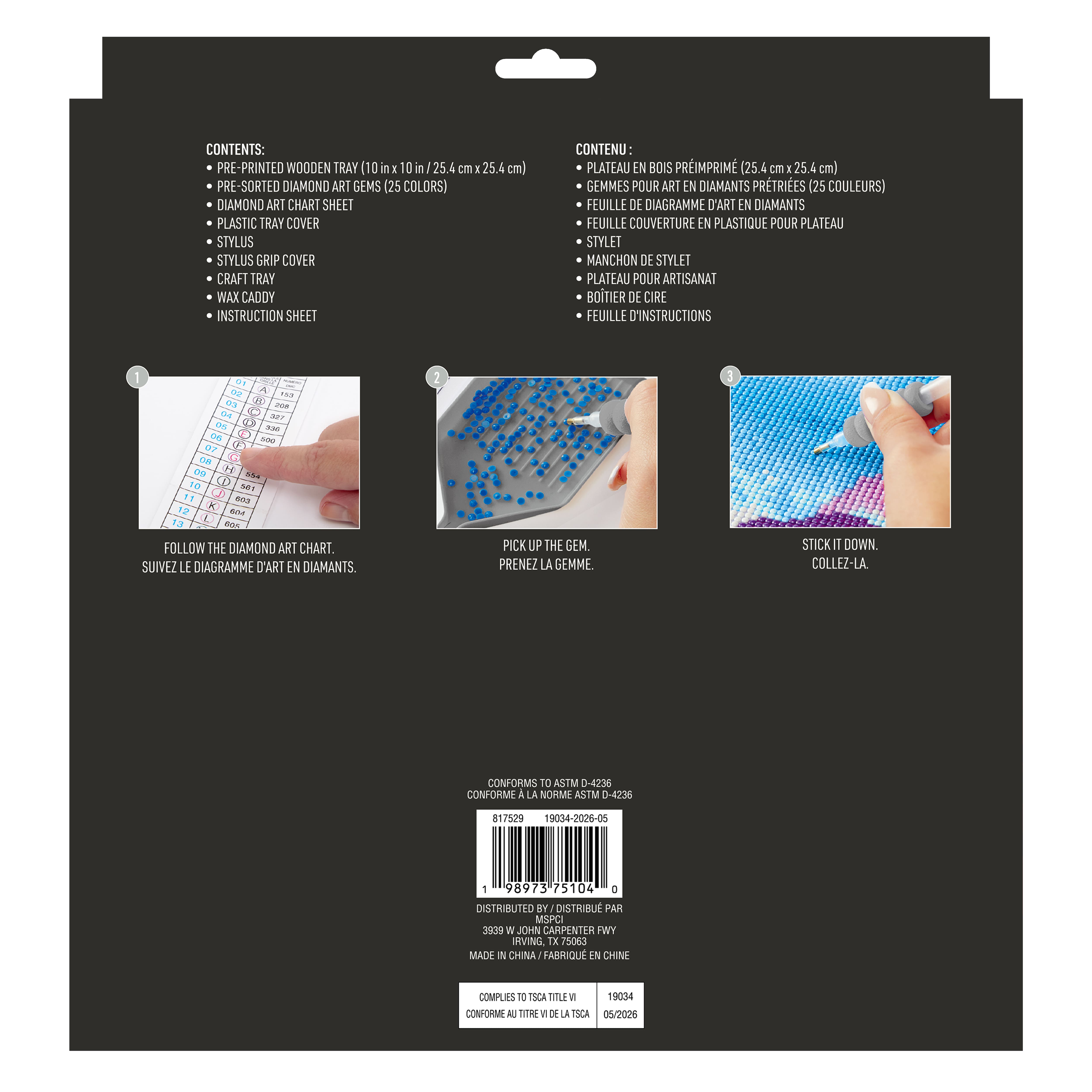 10" Bold Flowers Round Wood Tray Diamond Art Kit by Make Market®
