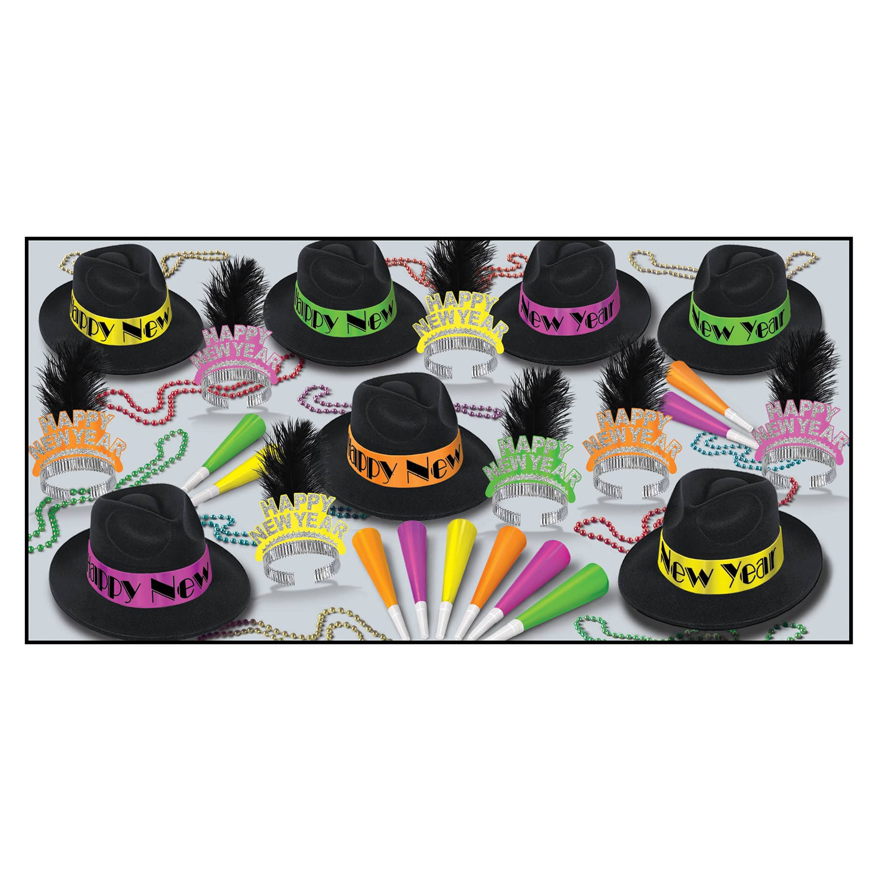 Beistle Neon New Year Swing Party Favor Kit for 50