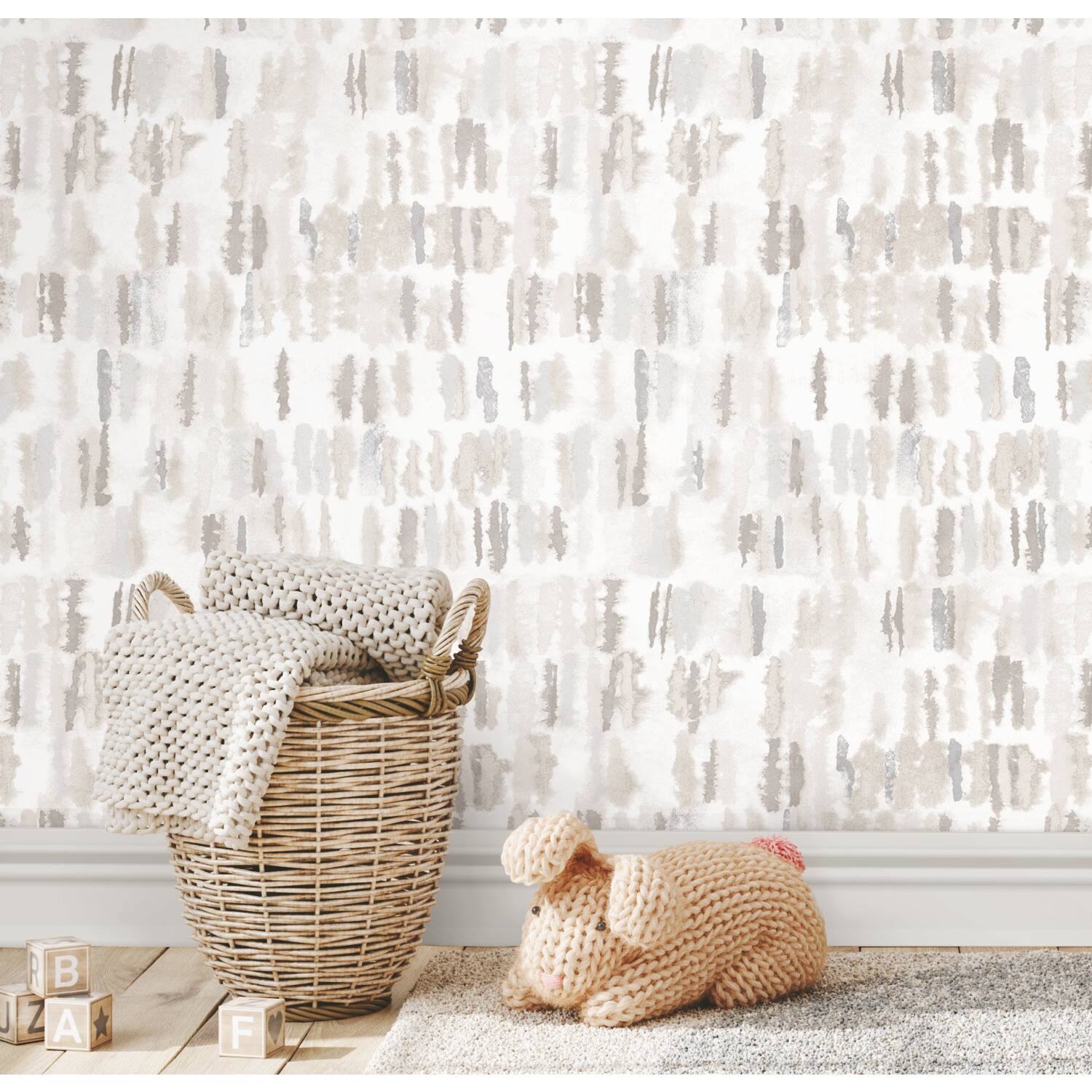 RoomMates Tamara Day Brown Watercolor Fountain Peel & Stick Wallpaper