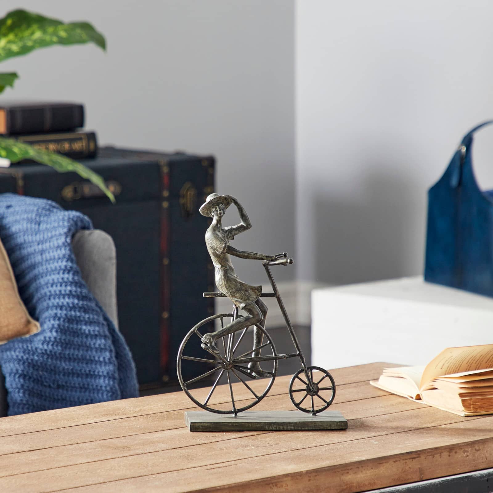 13" Bronze Polystone Traditional Bicycle Sculpture