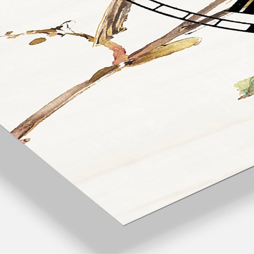 Designart Farmhouse Bird On Flower Branch Multipanel Wall Clock
