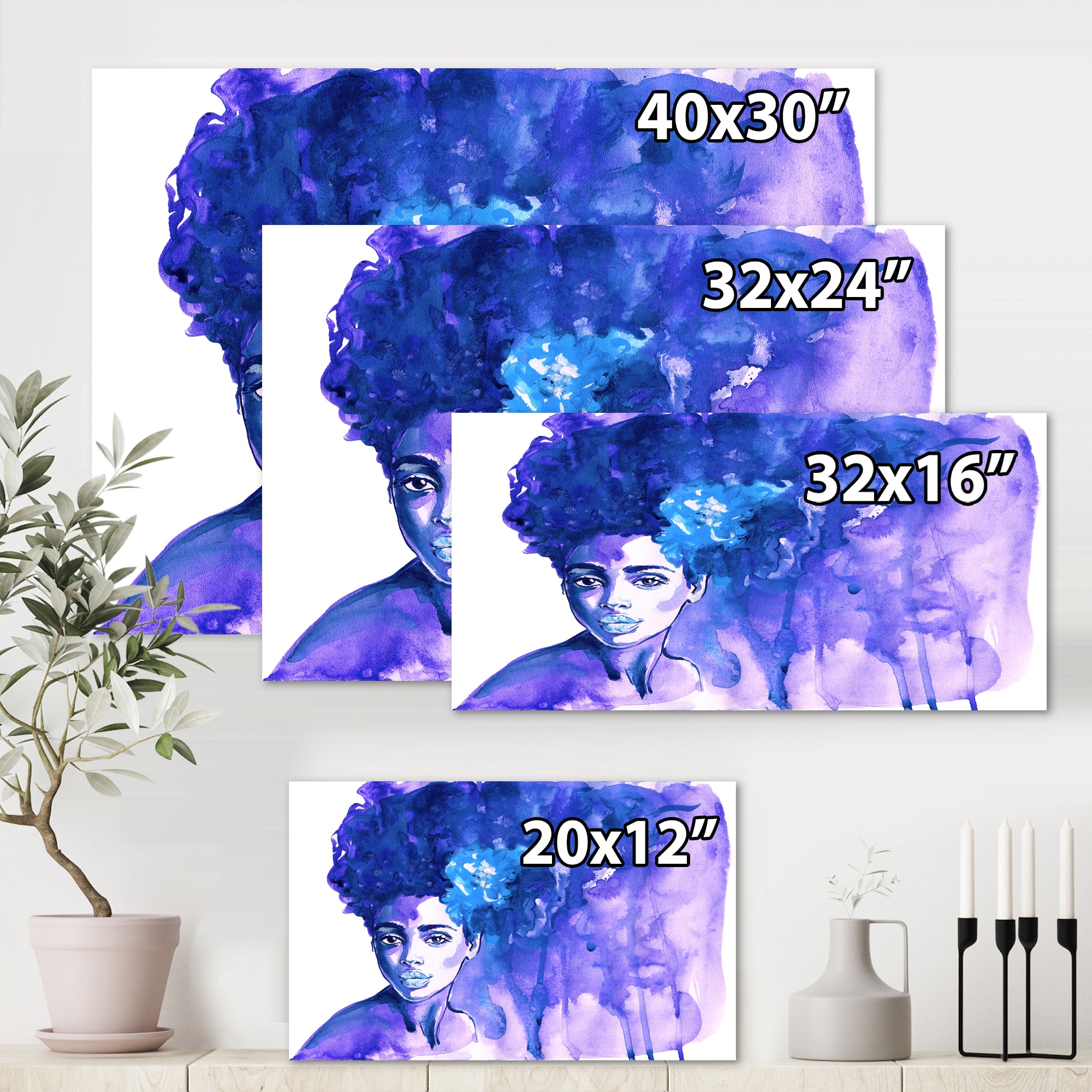 Designart - Glorious Blue Portrait of African American Woman
