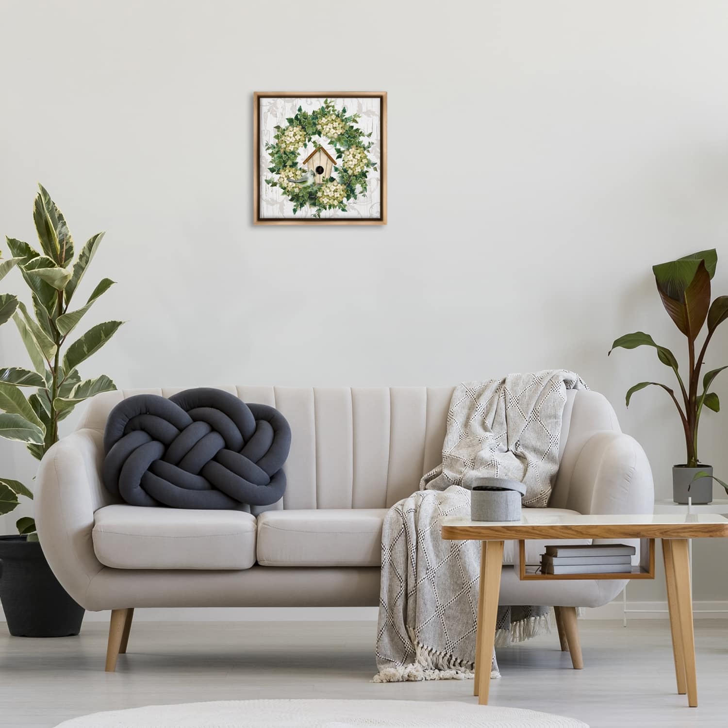 Stupell Industries Spring Birdhouse Wreath Floater Framed Art