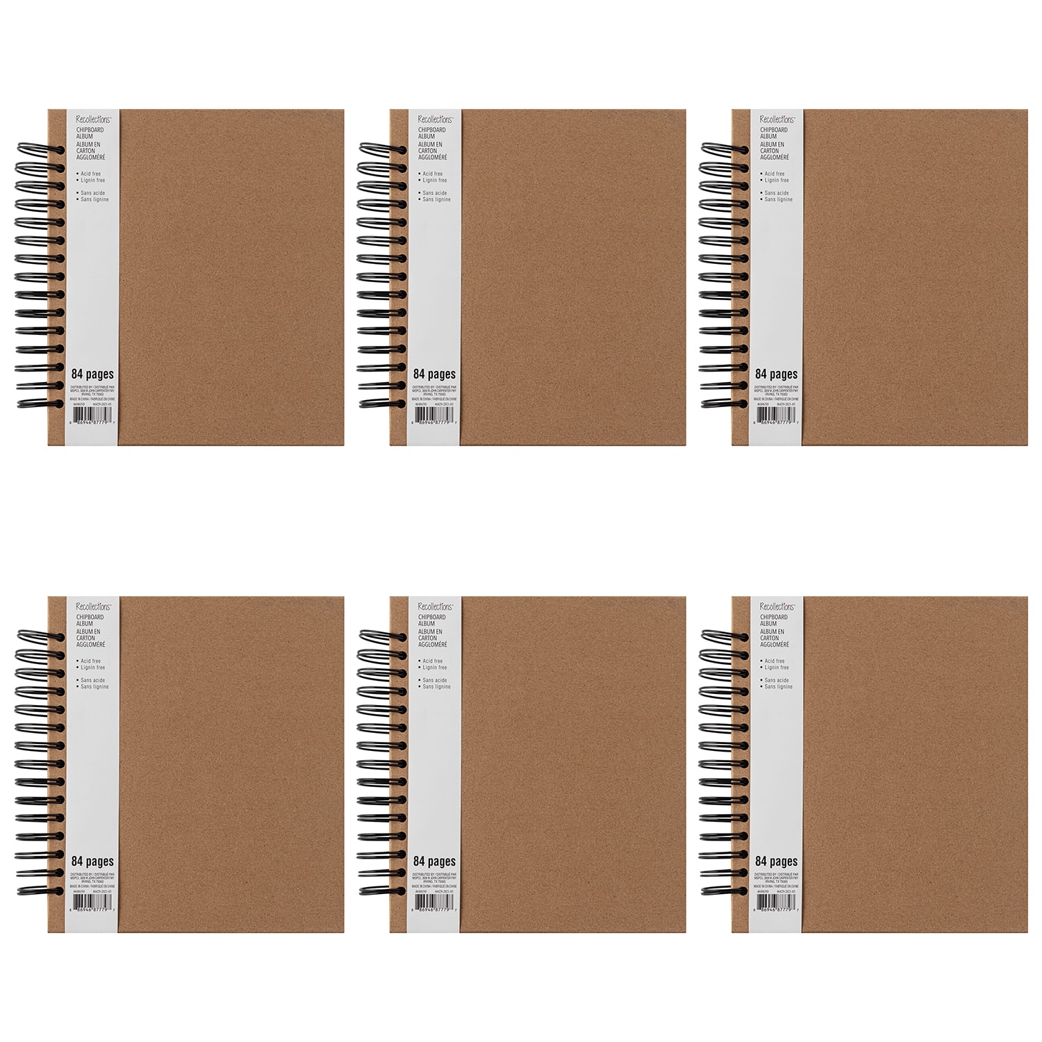 6 Pack: Spiral Kraft Chipboard Journal by Recollections®